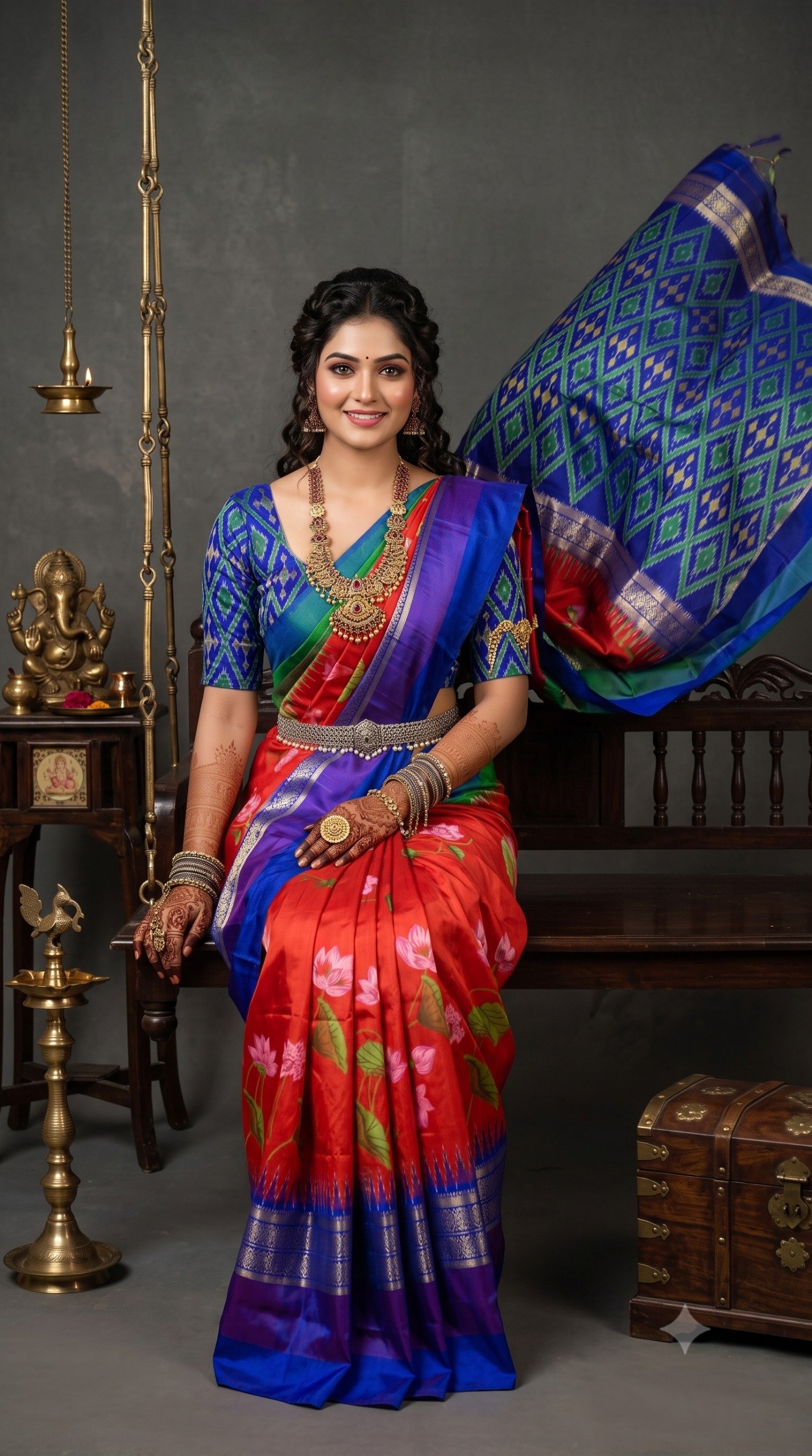 Ikat Print Saree - PANHL17-IPRSIZSDC-18