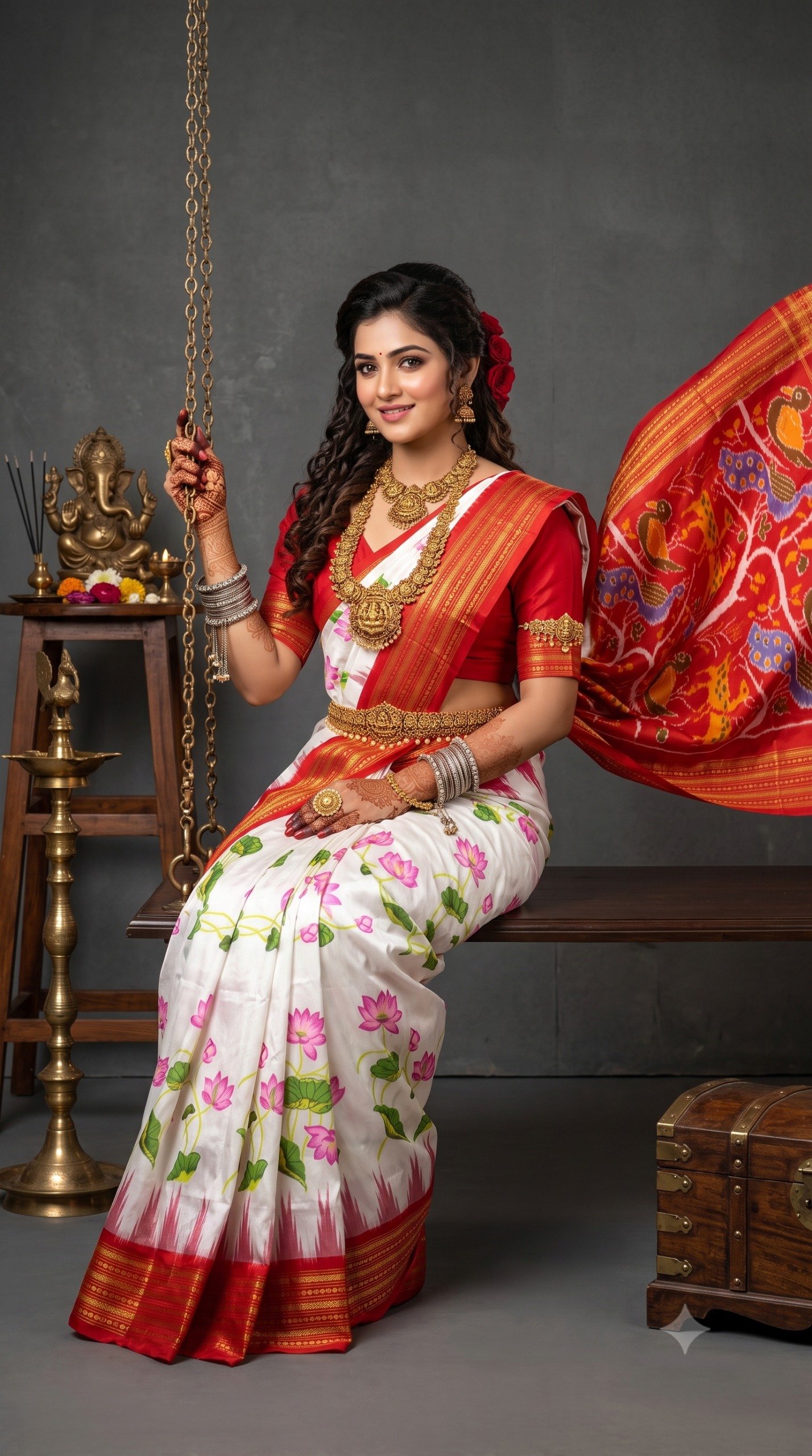 Ikat Print Saree - PANHL17-IPRSIZSDC-19
