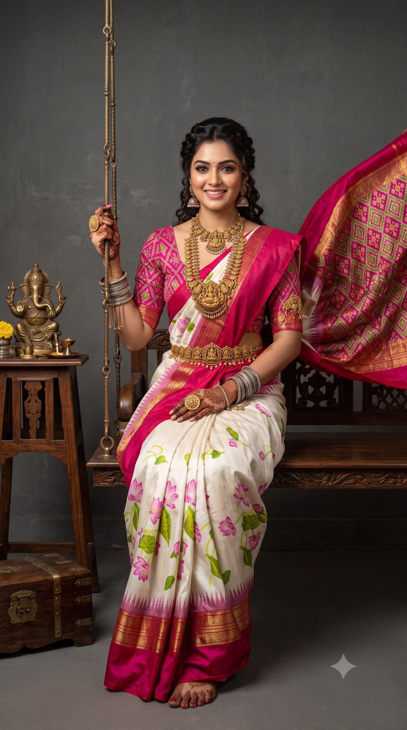 Ikat Print Saree - PANHL17-IPRSIZSDC-22