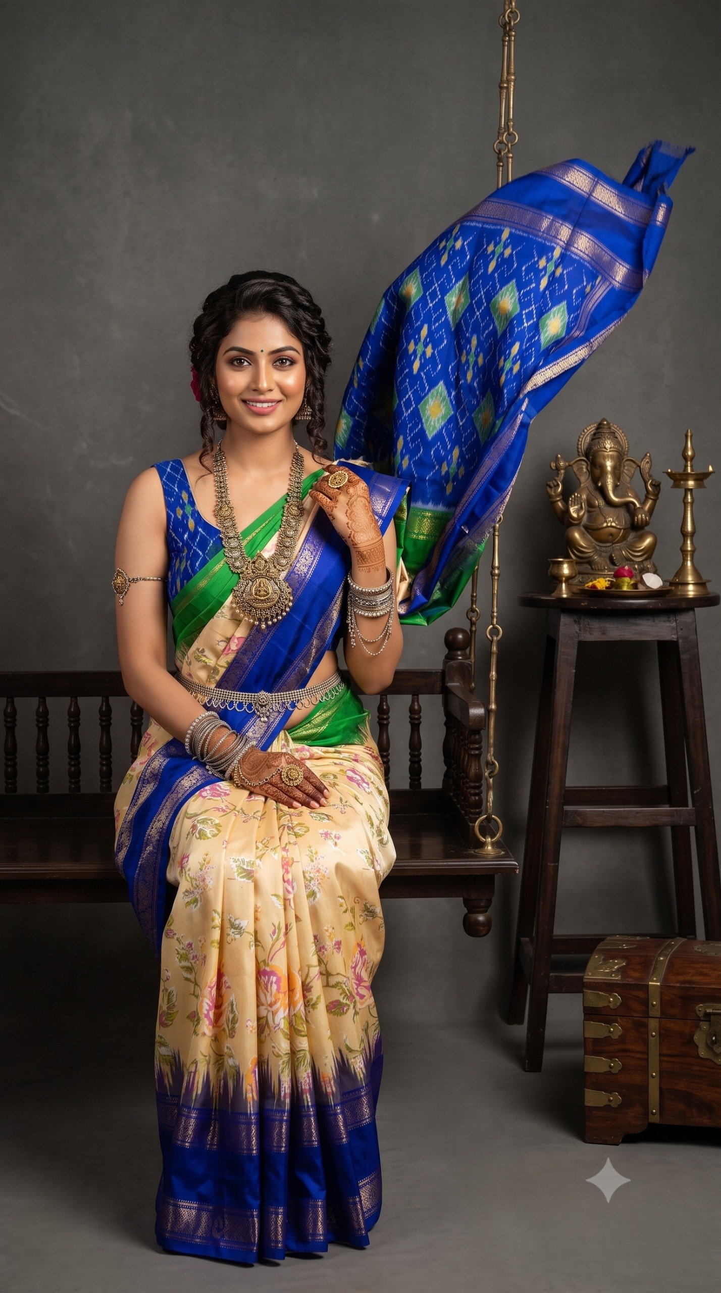 Ikat Print Saree - PANHL17-IPRSIZSDC-23