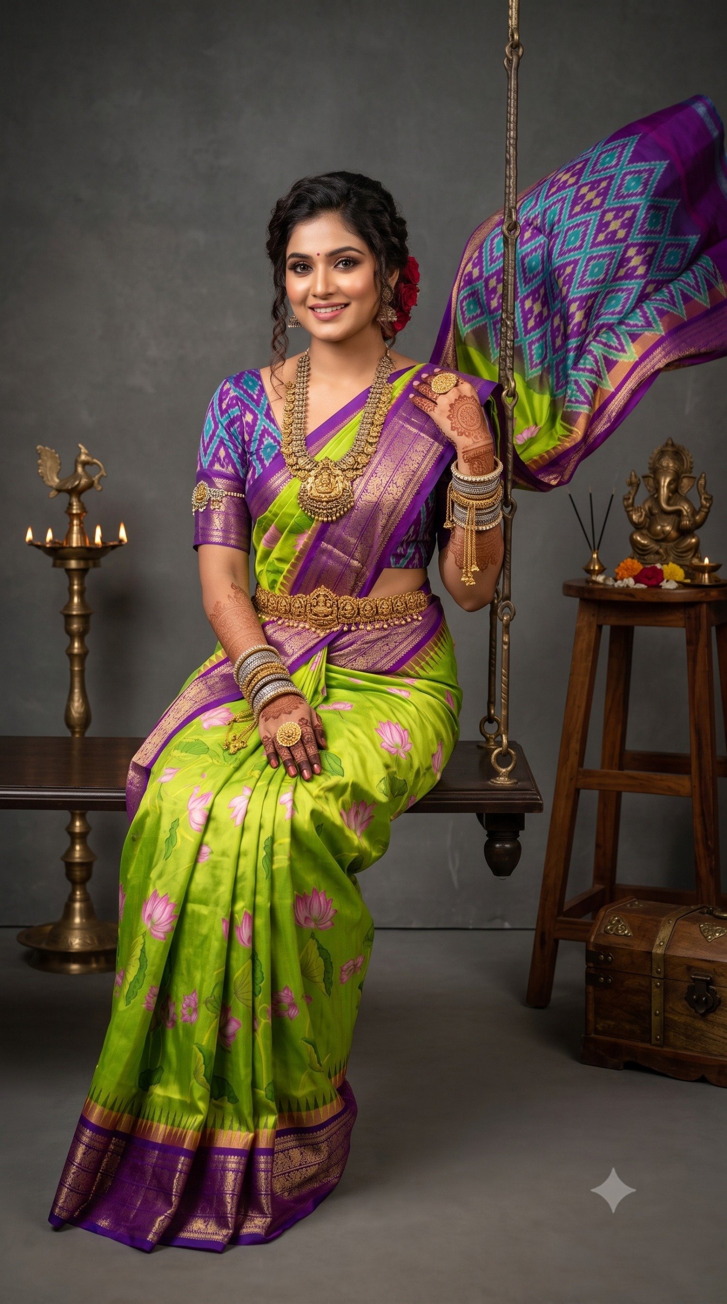 Ikat Print Saree - PANHL17-IPRSIZSDC-25