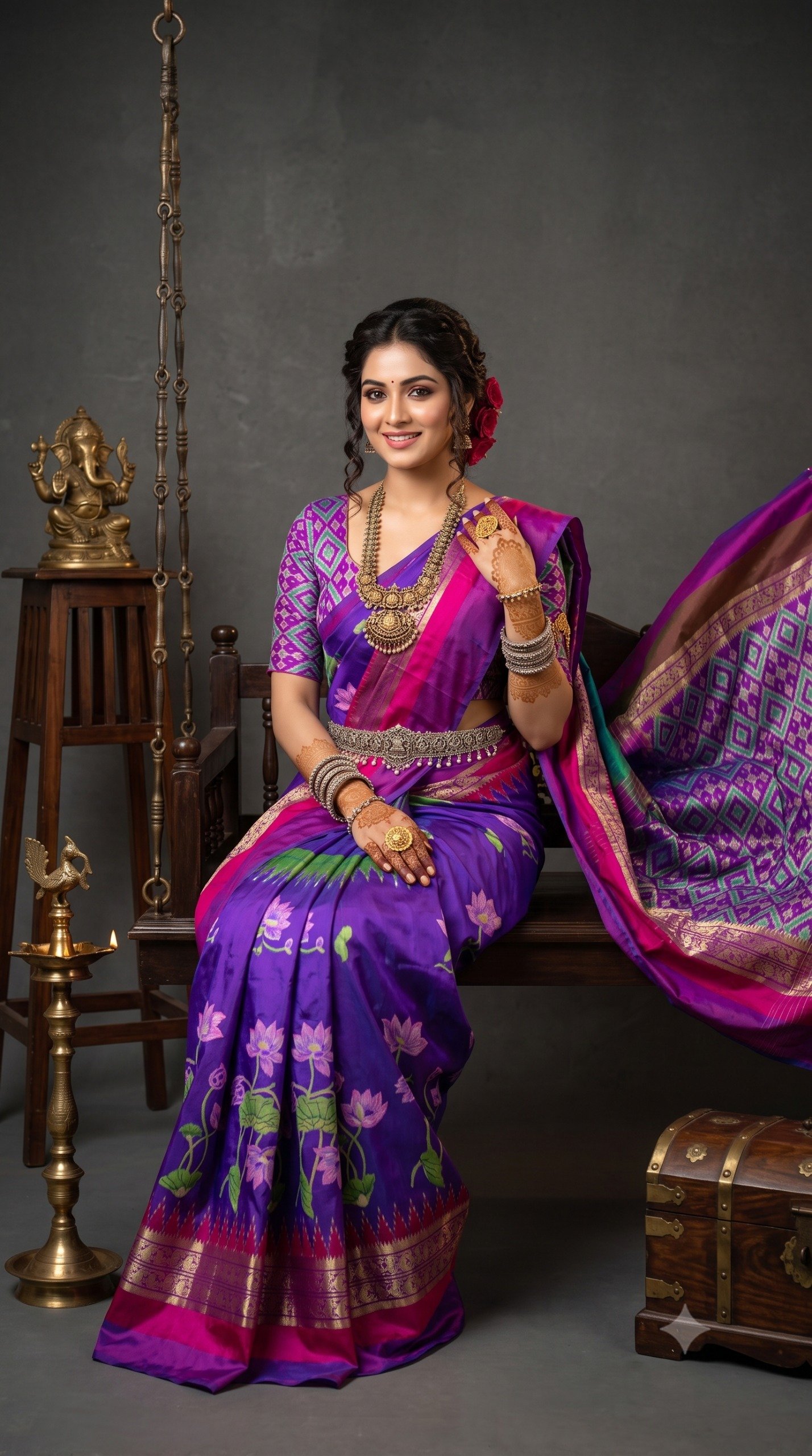 Ikat Print Saree - PANHL17-IPRSIZSDC-28