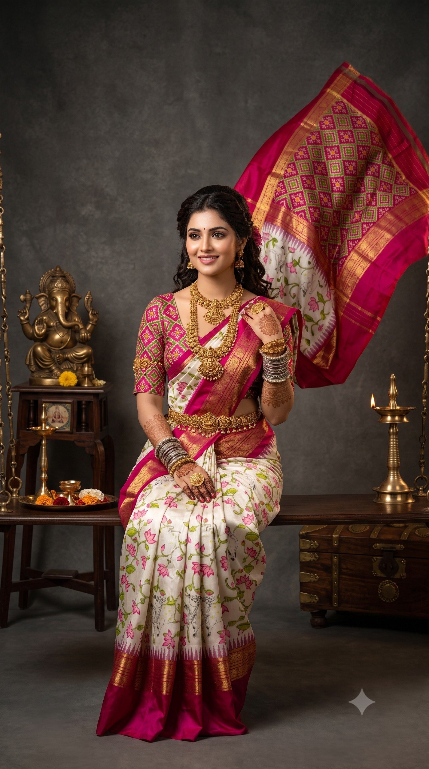 Ikat Print Saree - PANHL17-IPRSIZSDC-29