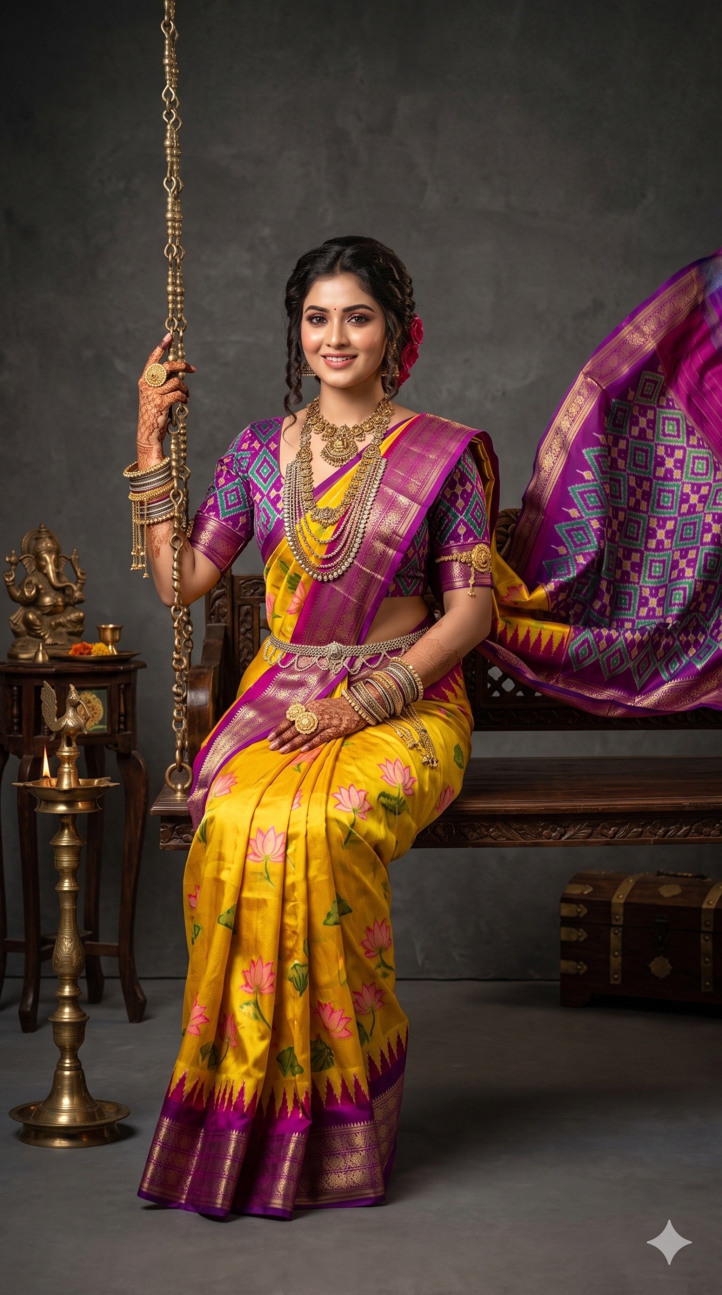 Ikat Print Saree - PANHL17-IPRSIZSDC-30
