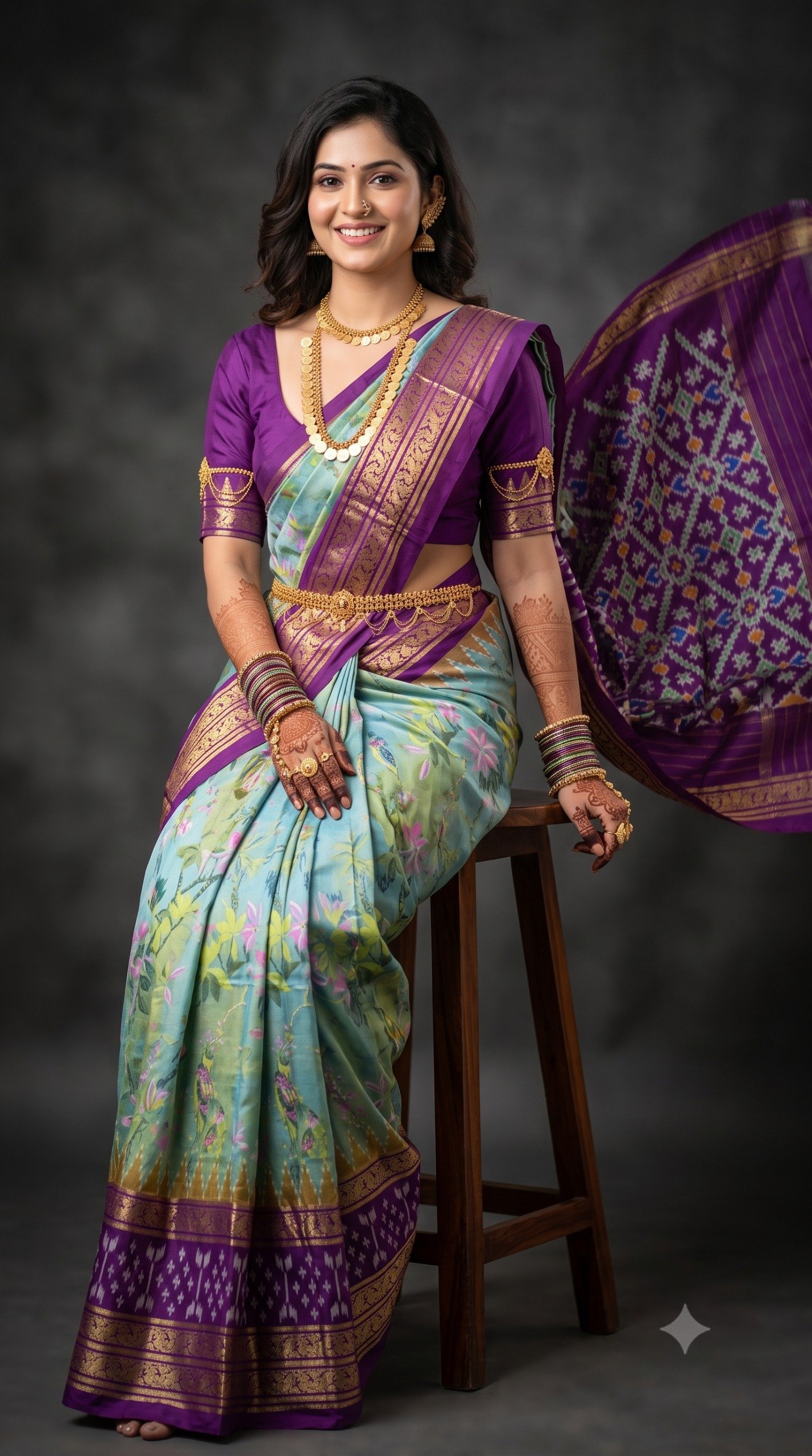 Ikat Print Saree - PANHL17-IPRSIZSDC-34