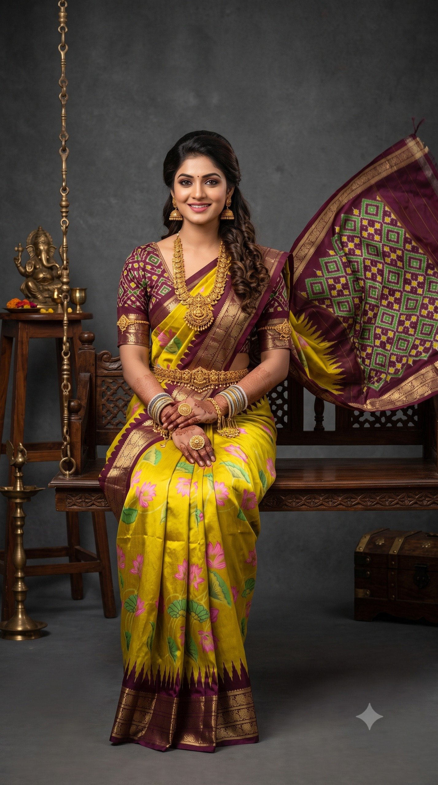 Ikat Print Saree - PANHL17-IPRSIZSDC-35