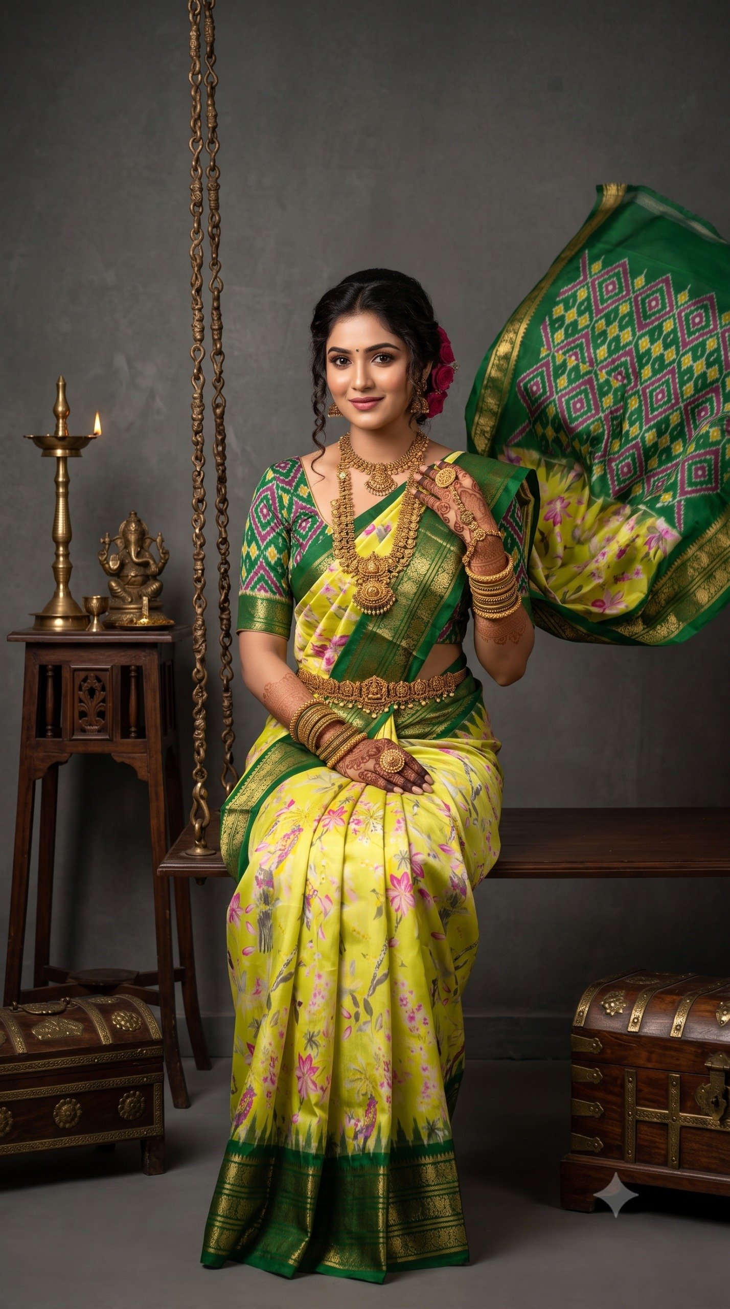 Ikat Print Saree - PANHL17-IPRSIZSDC-36