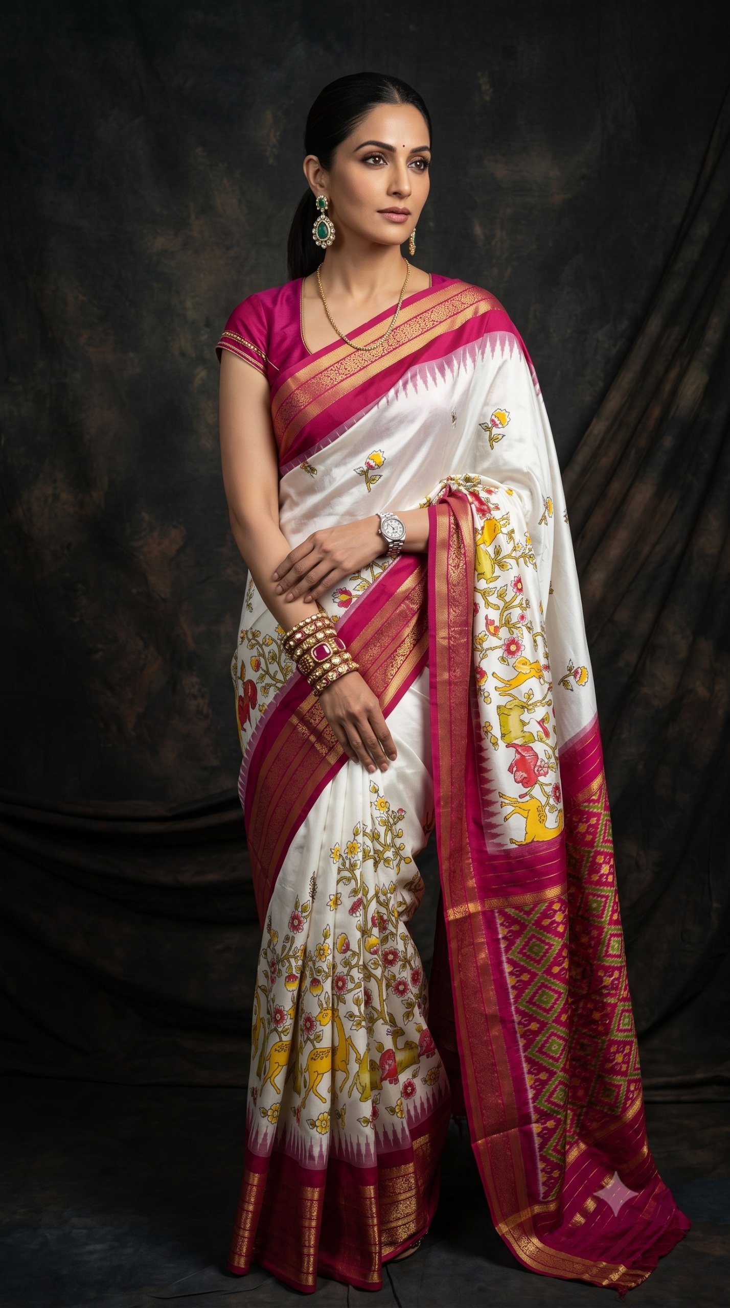 Ikat Print Saree - PANHL17-IPRSIZSDC-37