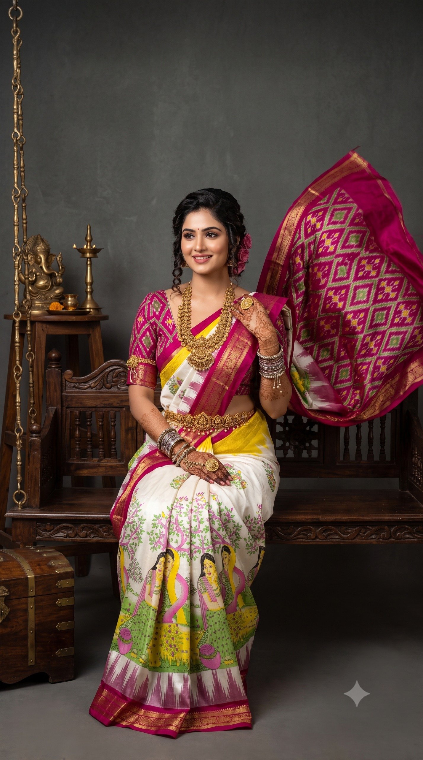 Ikat Print Saree - PANHL17-IPRSIZSDC-38