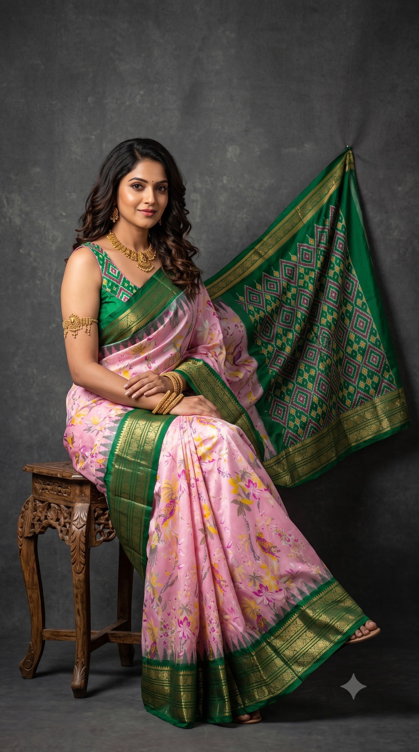 Ikat Print Saree - PANHL20-IPRSIZSDC-01