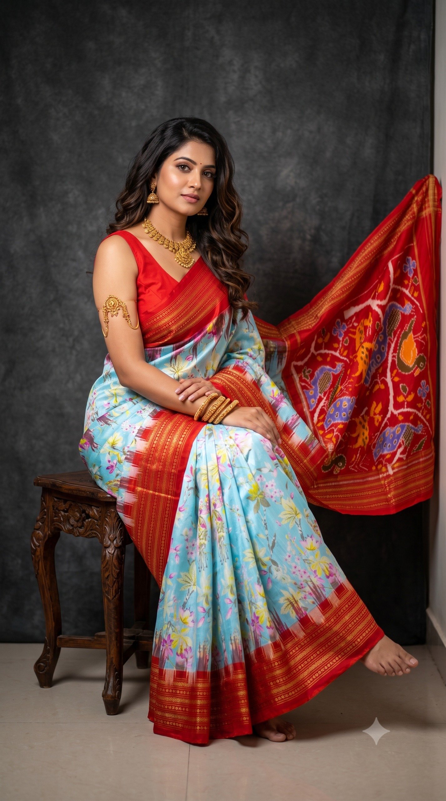 Ikat Print Saree - PANHL20-IPRSIZSDC-03