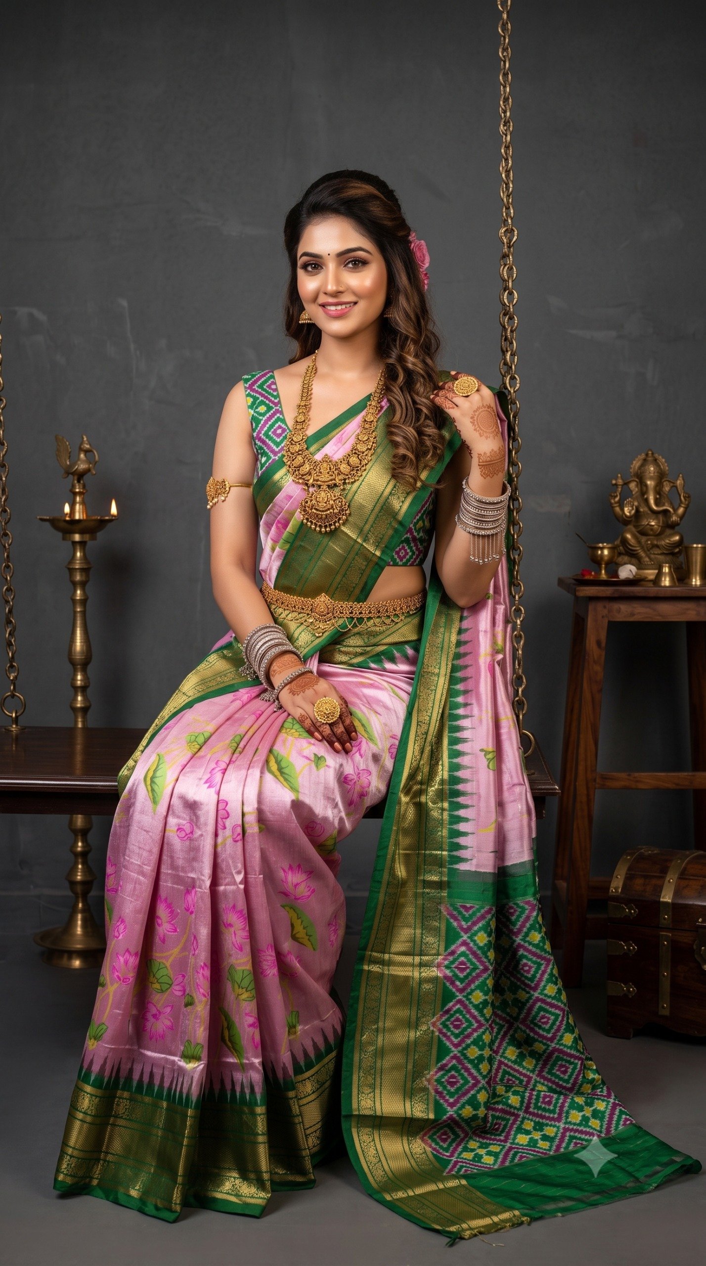 Ikat Print Saree - PANHL20-IPRSIZSDC-04