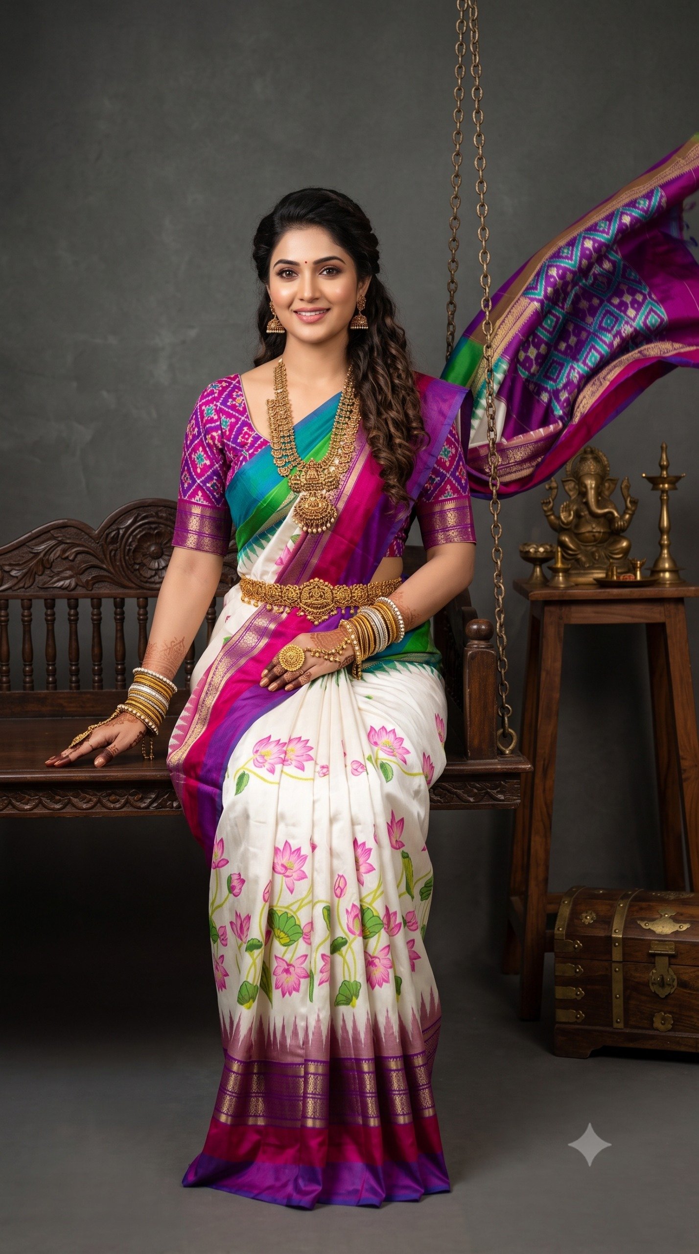 Ikat Print Saree - PANHL20-IPRSIZSDC-06