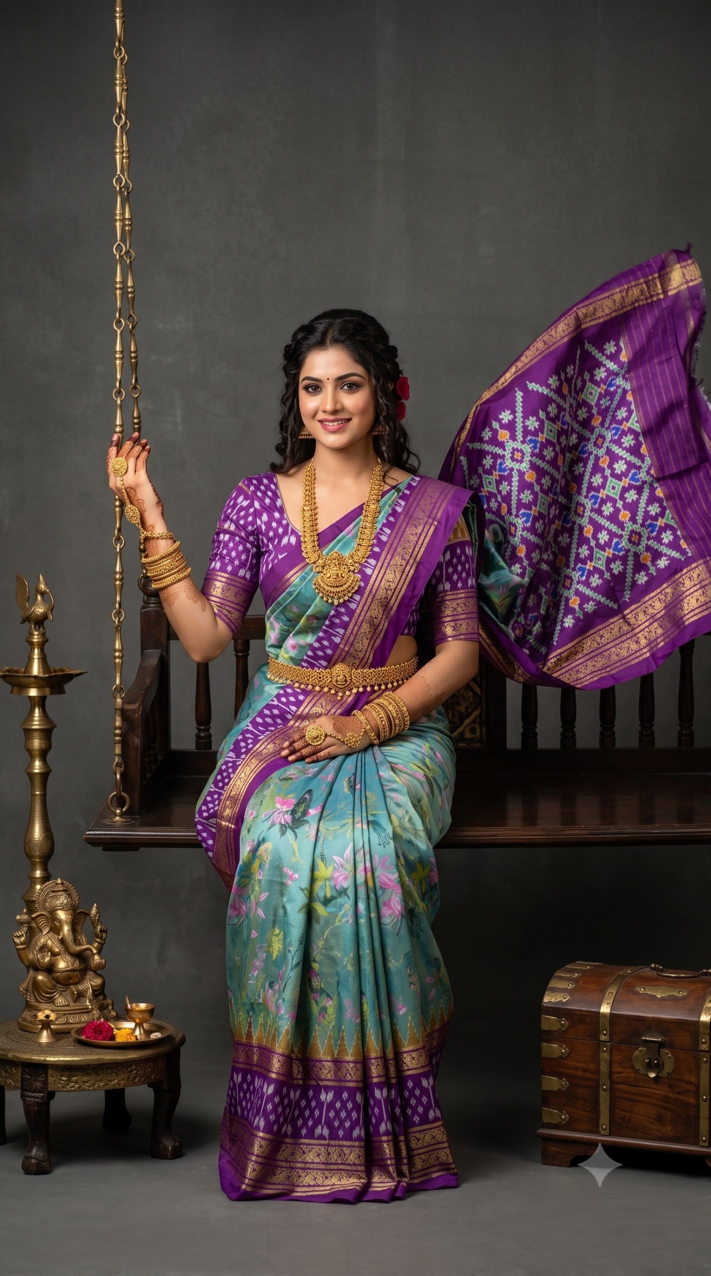 Ikat Print Saree - PANHL20-IPRSIZSDC-07