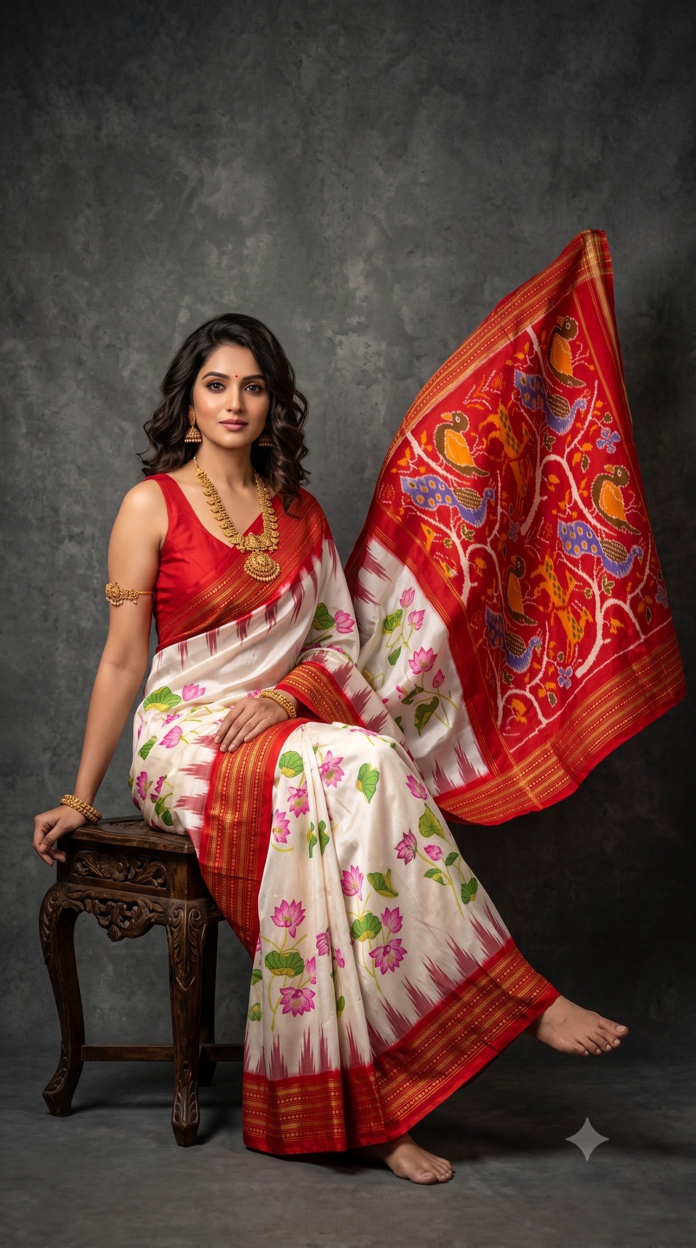 Ikat Print Saree - PANHL20-IPRSIZSDC-09