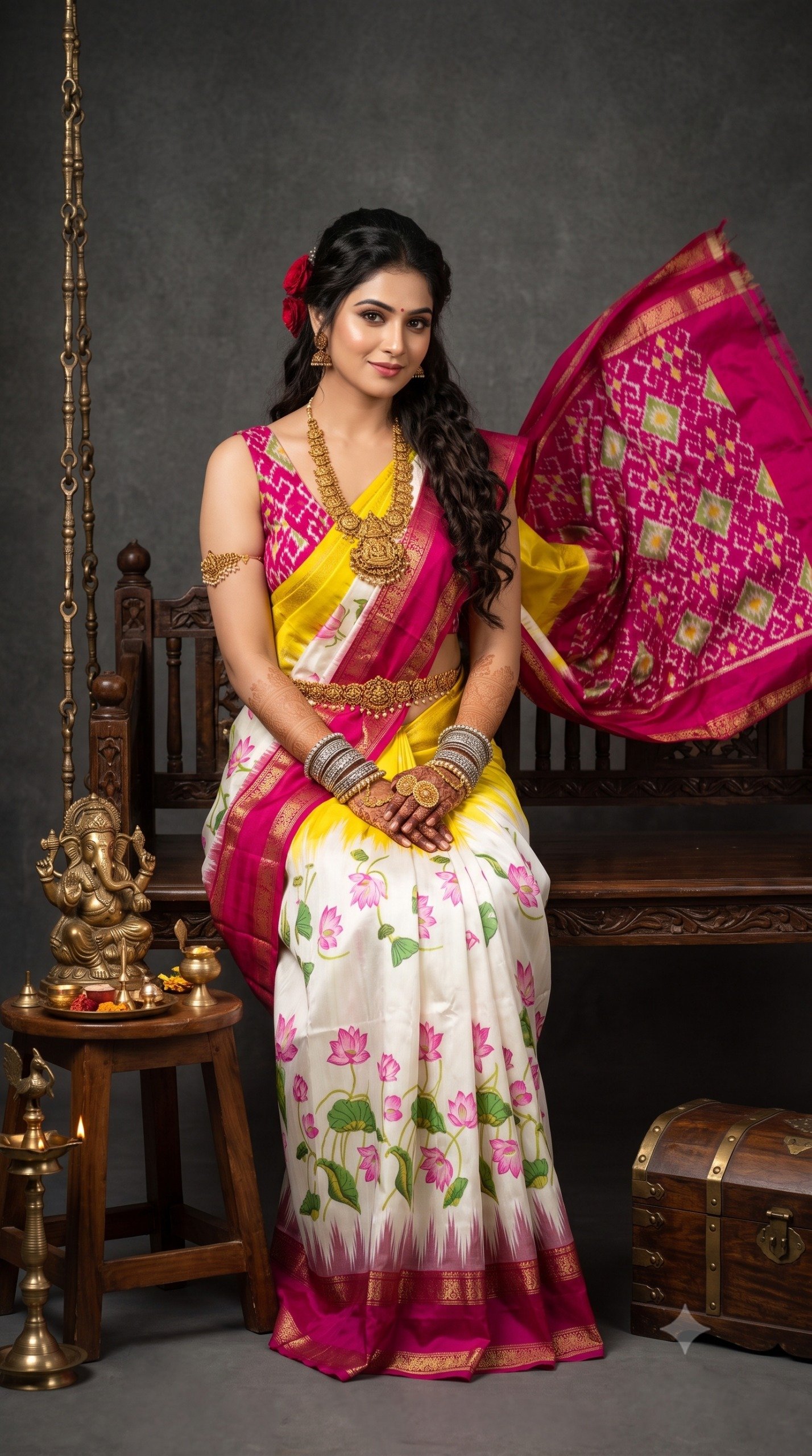 Ikat Print Saree - PANHL20-IPRSIZSDC-10