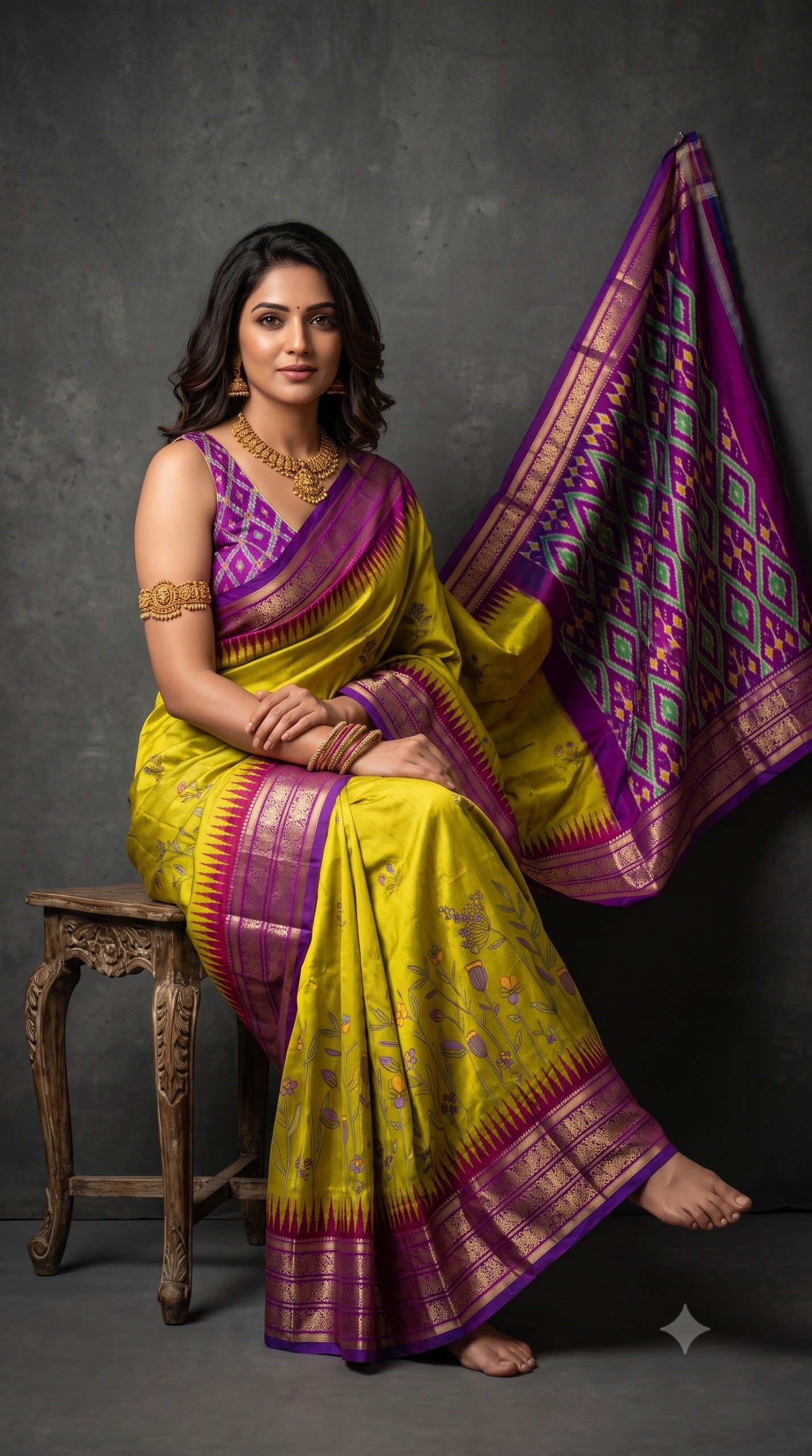 Ikat Print Saree - PANHL20-IPRSIZSDC-11