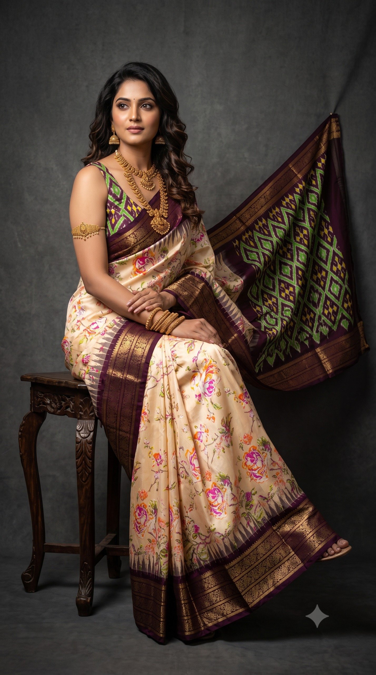 Ikat Print Saree - PANHL20-IPRSIZSDC-12