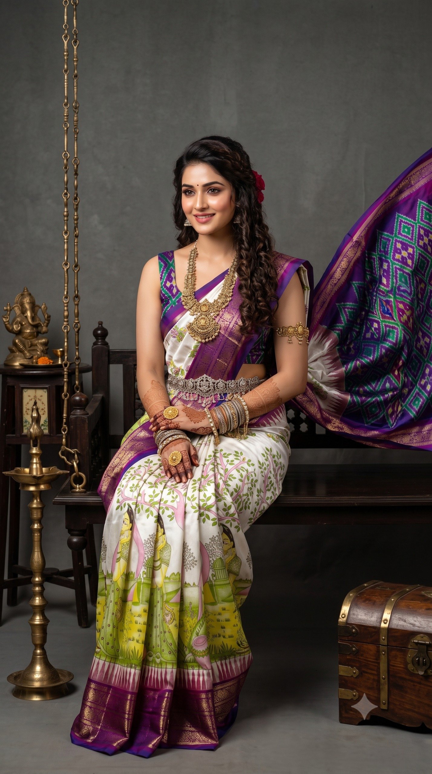Ikat Print Saree - PANHL23-IPRSIZSDD-42