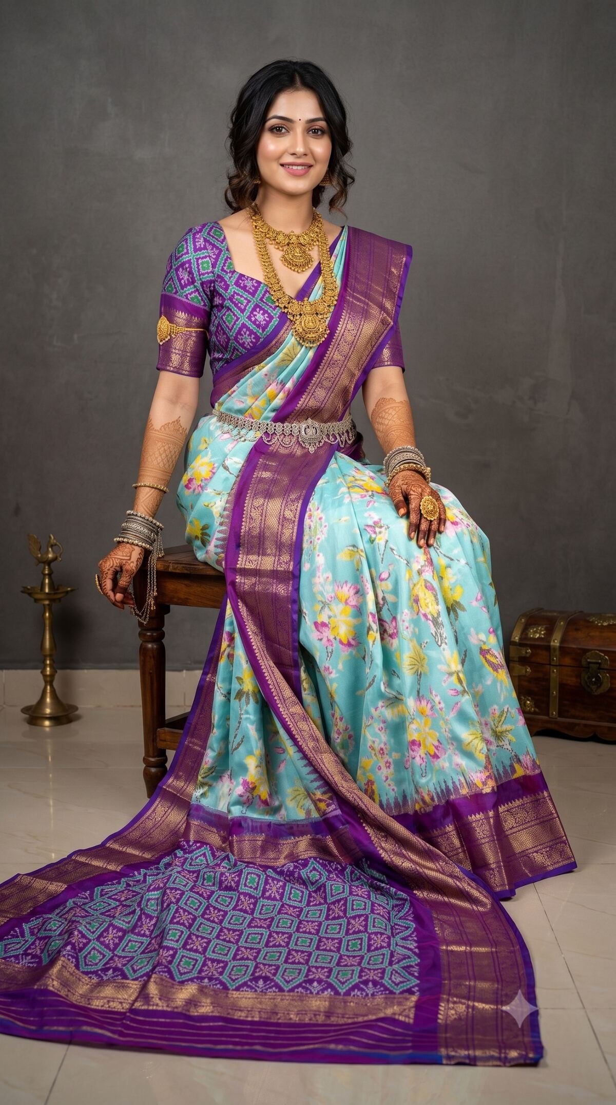 Ikat Print Saree - PANHO05-IPRSIZBCC-05
