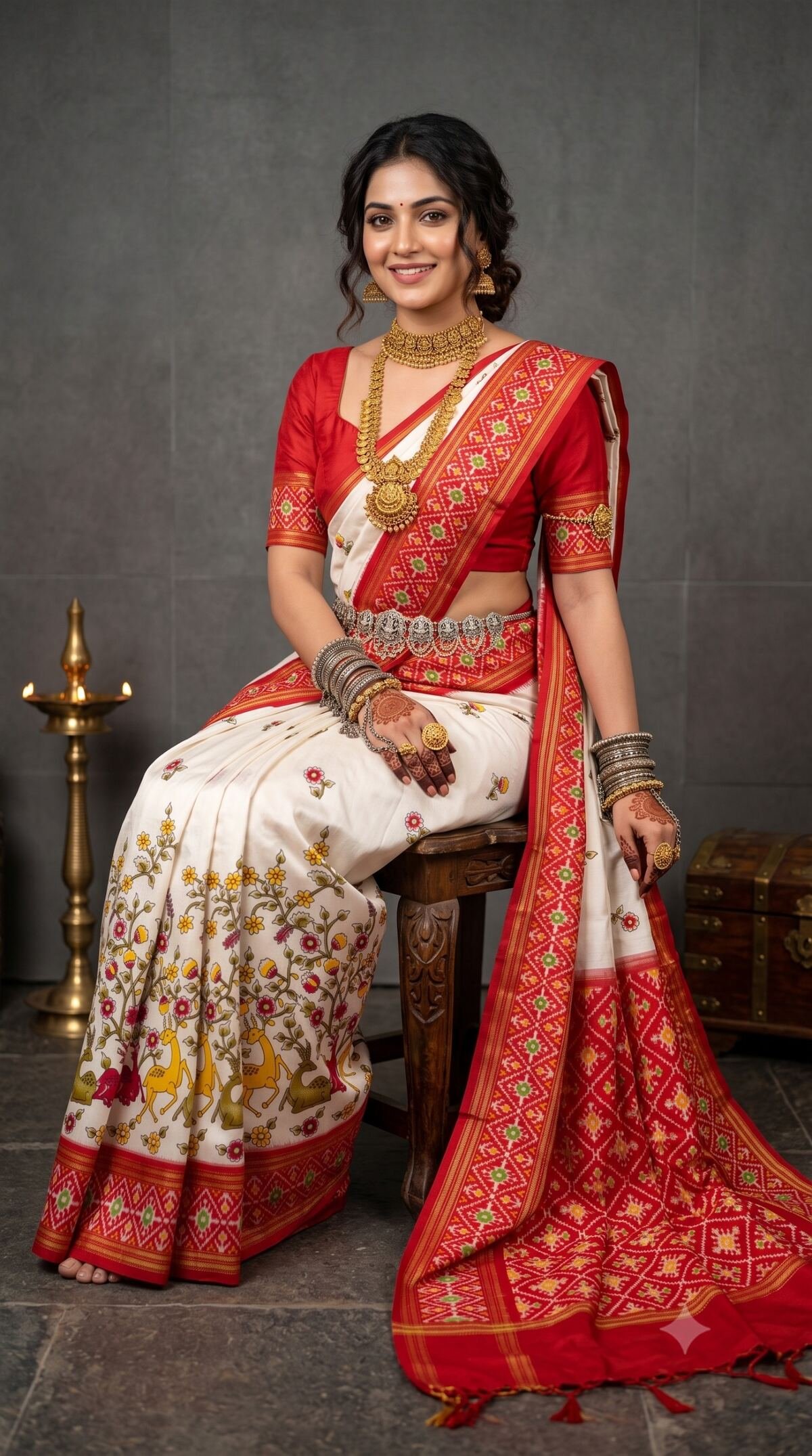 Ikat Print Saree - PANHO05-IPRSIZBCC-17