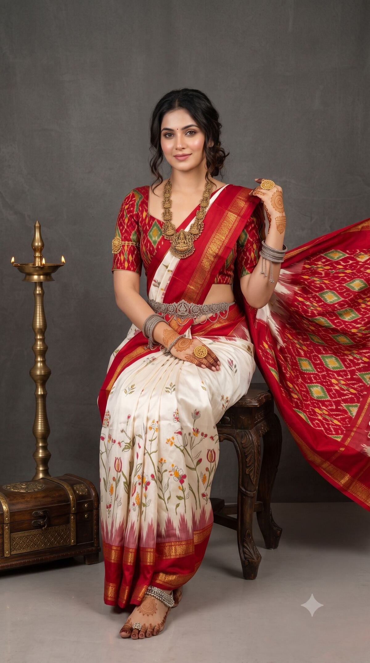 Ikat Print Saree - PANHO05-IPRSIZBCC-20