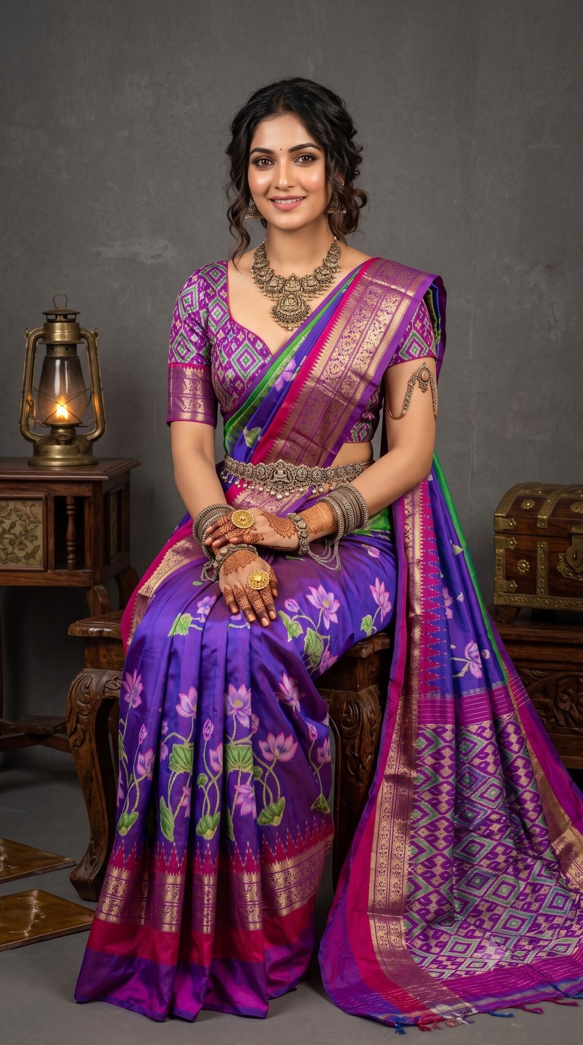 Ikat Print Saree - PANHO05-IPRSIZBCC-22
