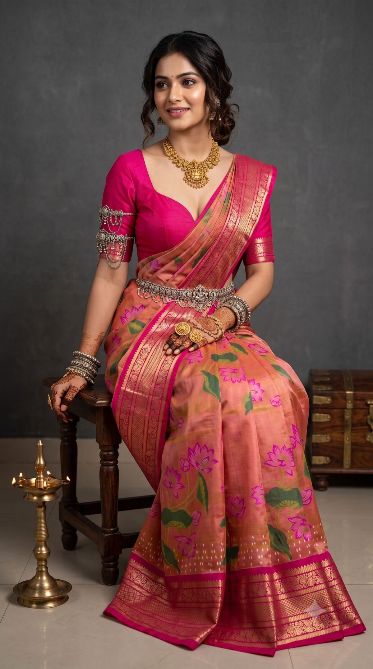Ikat Print Saree - PANHO05-IPRSIZBCC-25