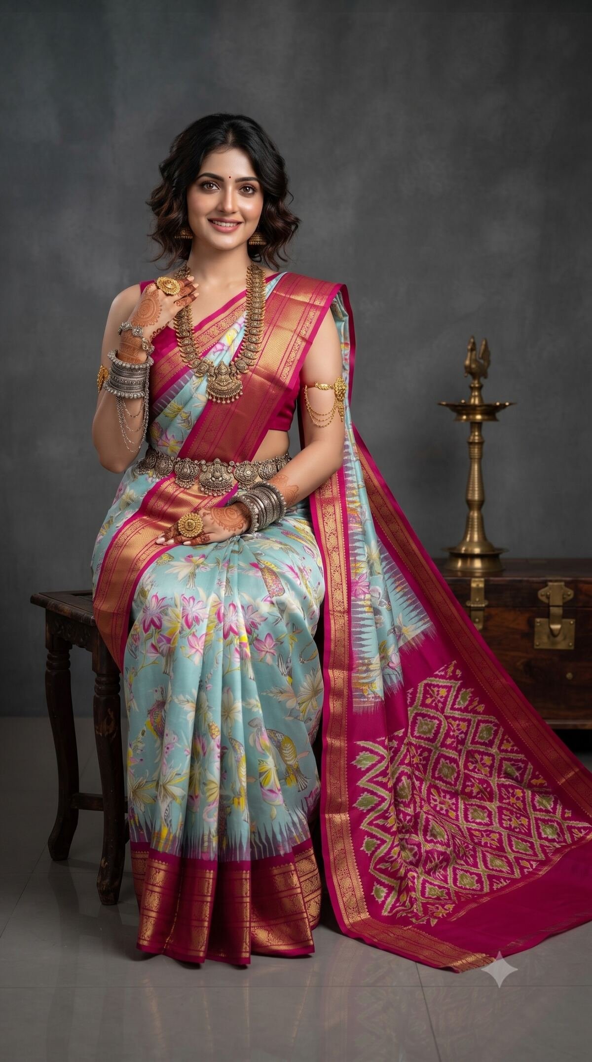 Ikat Print Saree - PANHO05-IPRSIZBCC-33