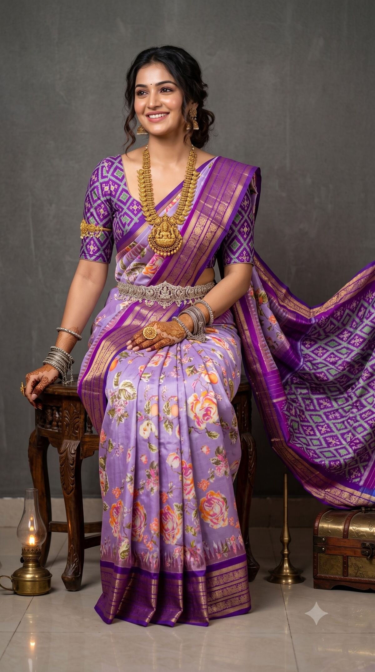 Ikat Print Saree - PANHO05-IPRSIZBCC-37