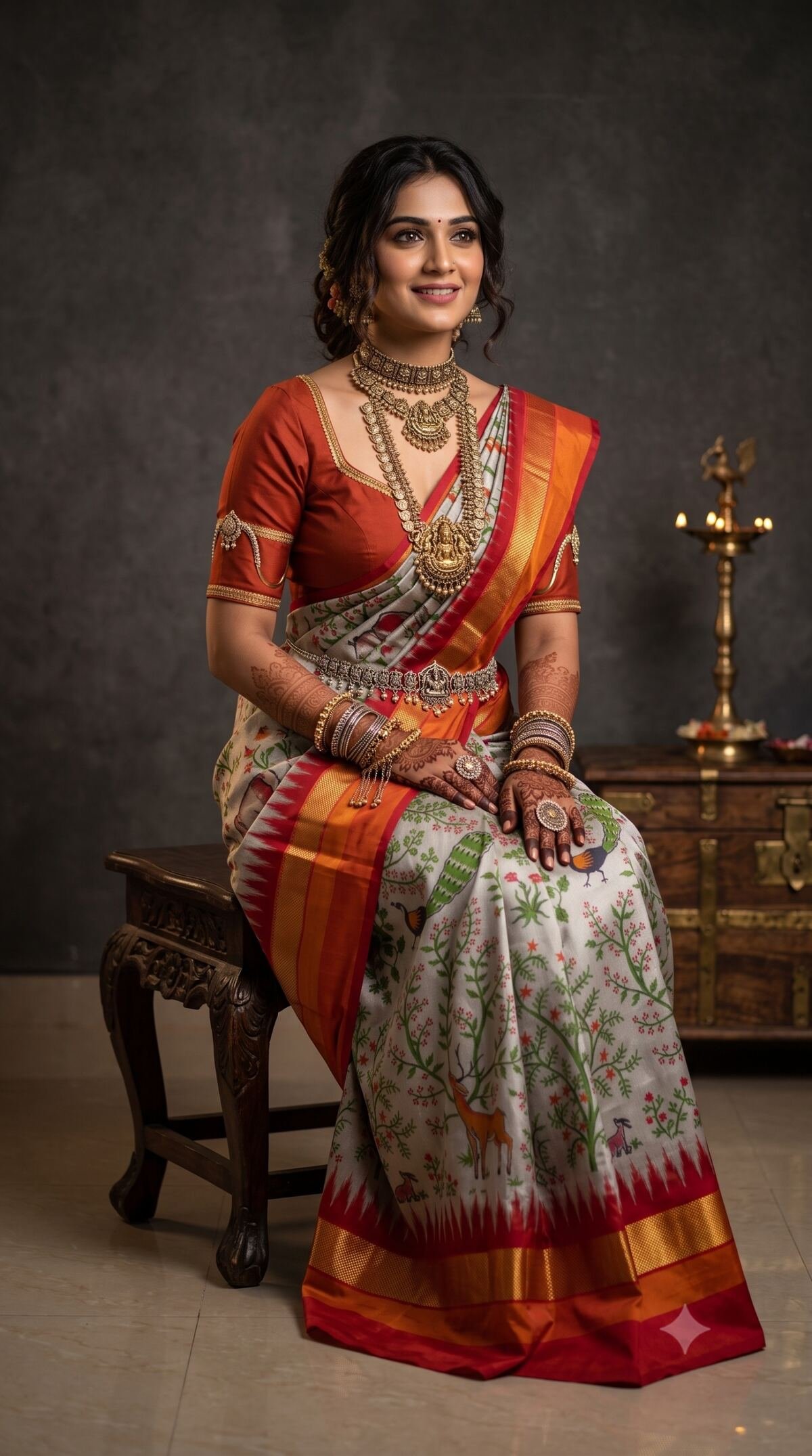Ikat Print Saree - PANHO07-IPRSICNDC-03