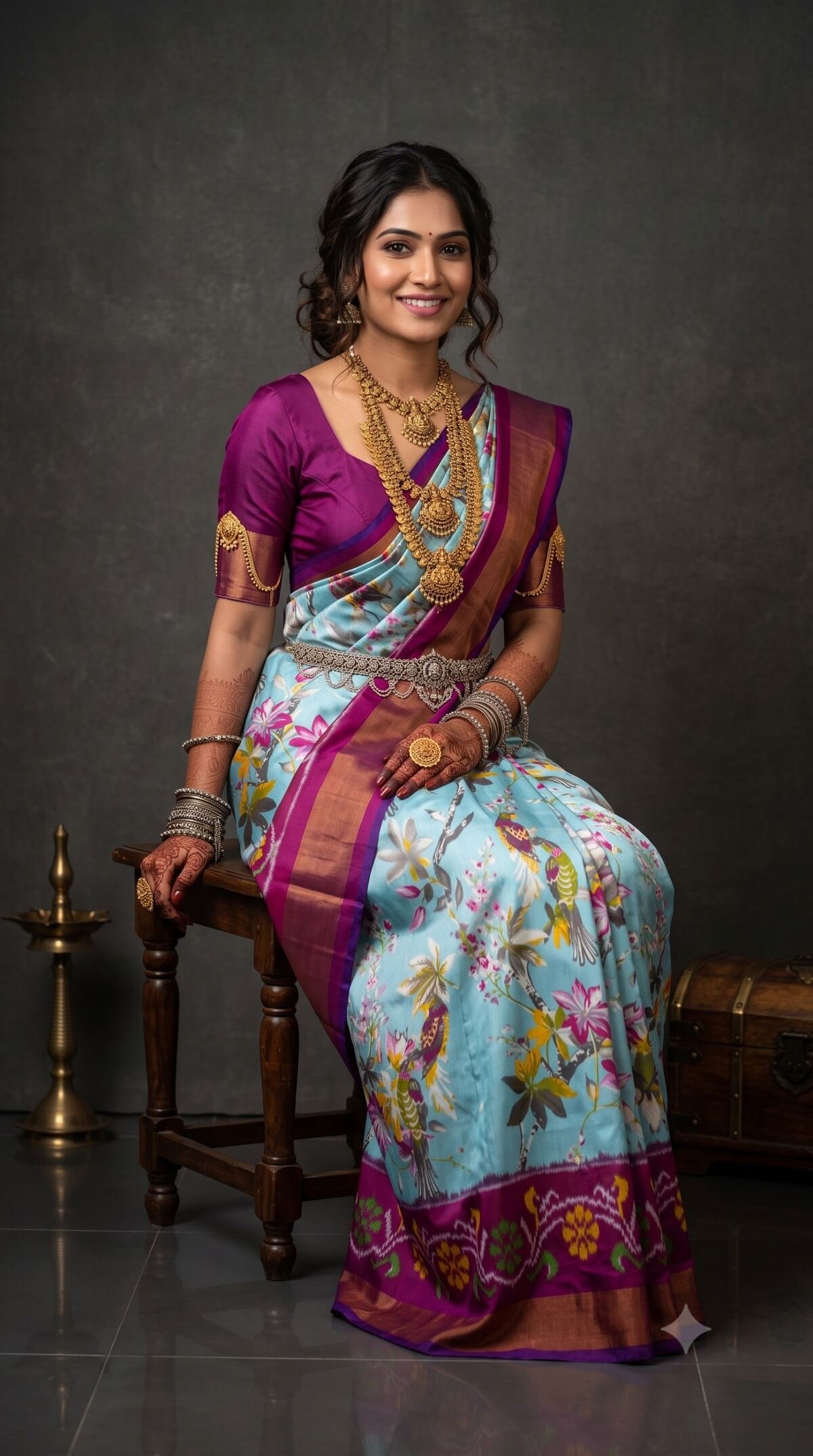 Ikat Print Saree - PANHO07-IPRSICNDC-04
