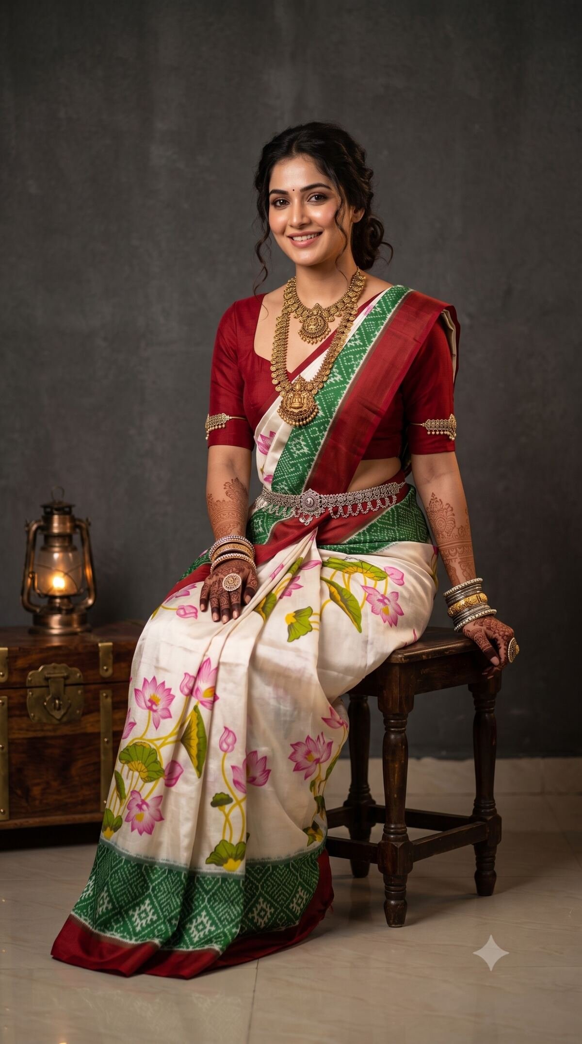 Ikat Print Saree - PANHO07-IPRSICNDC-13