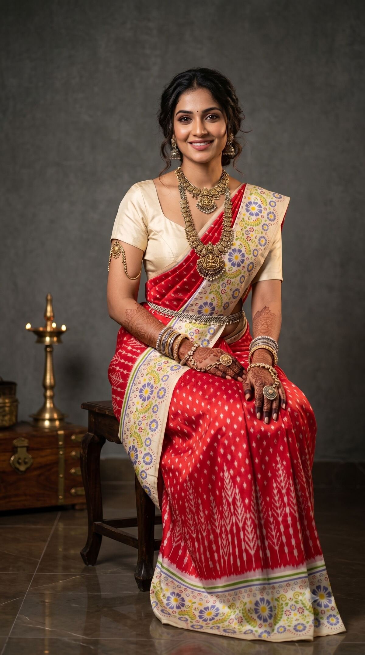 Ikat Print Saree - PANHO07-IPRSICNDC-18