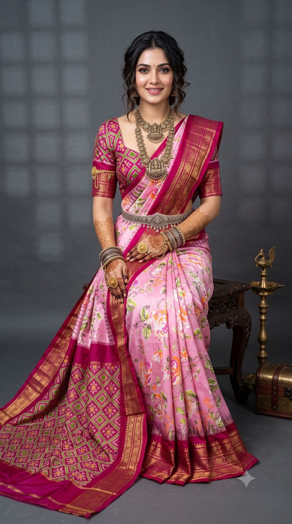 Ikat Print Saree - PANHO07-IPRSIZNDC-08