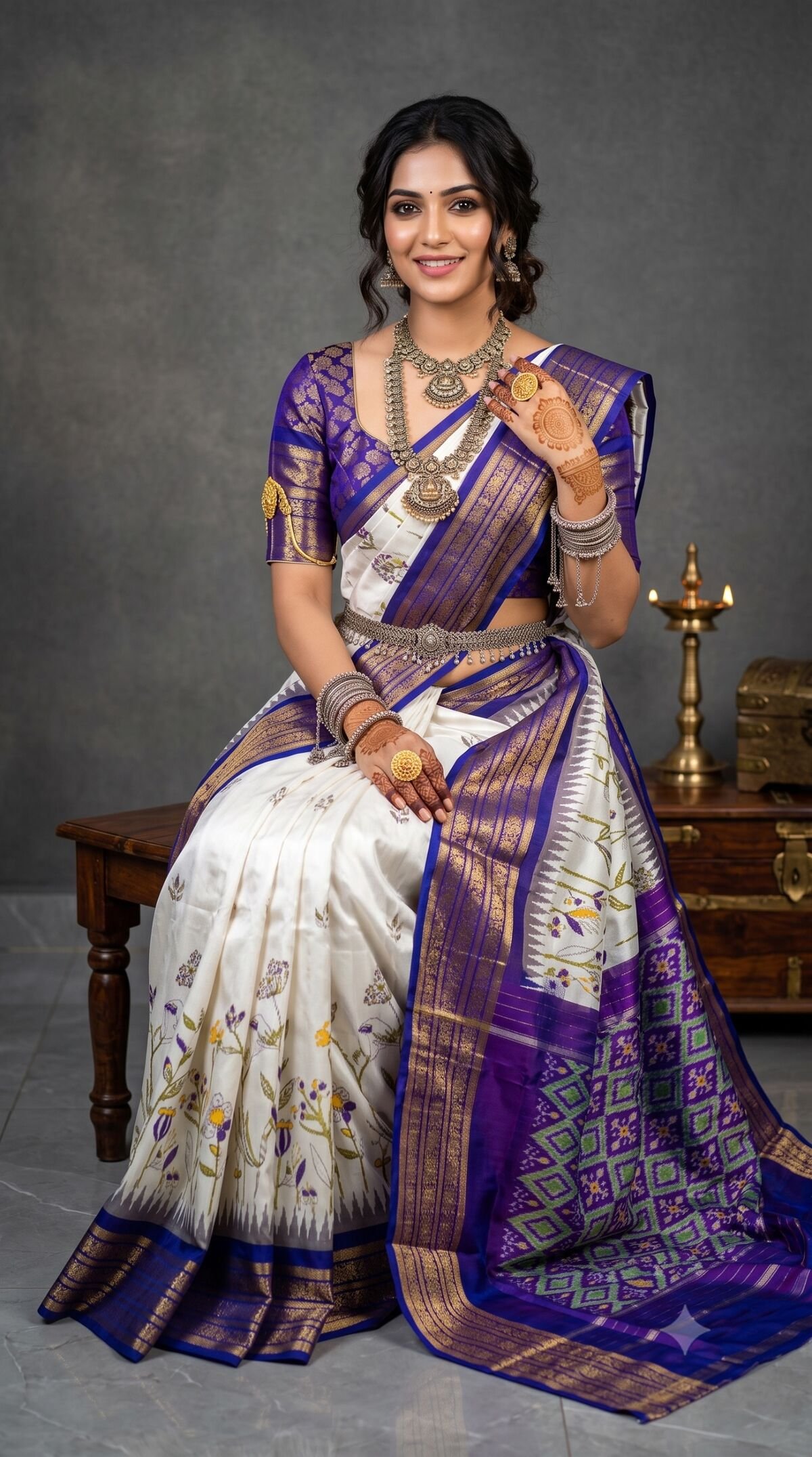 Ikat Print Saree - PANHO07-IPRSIZNDC-12