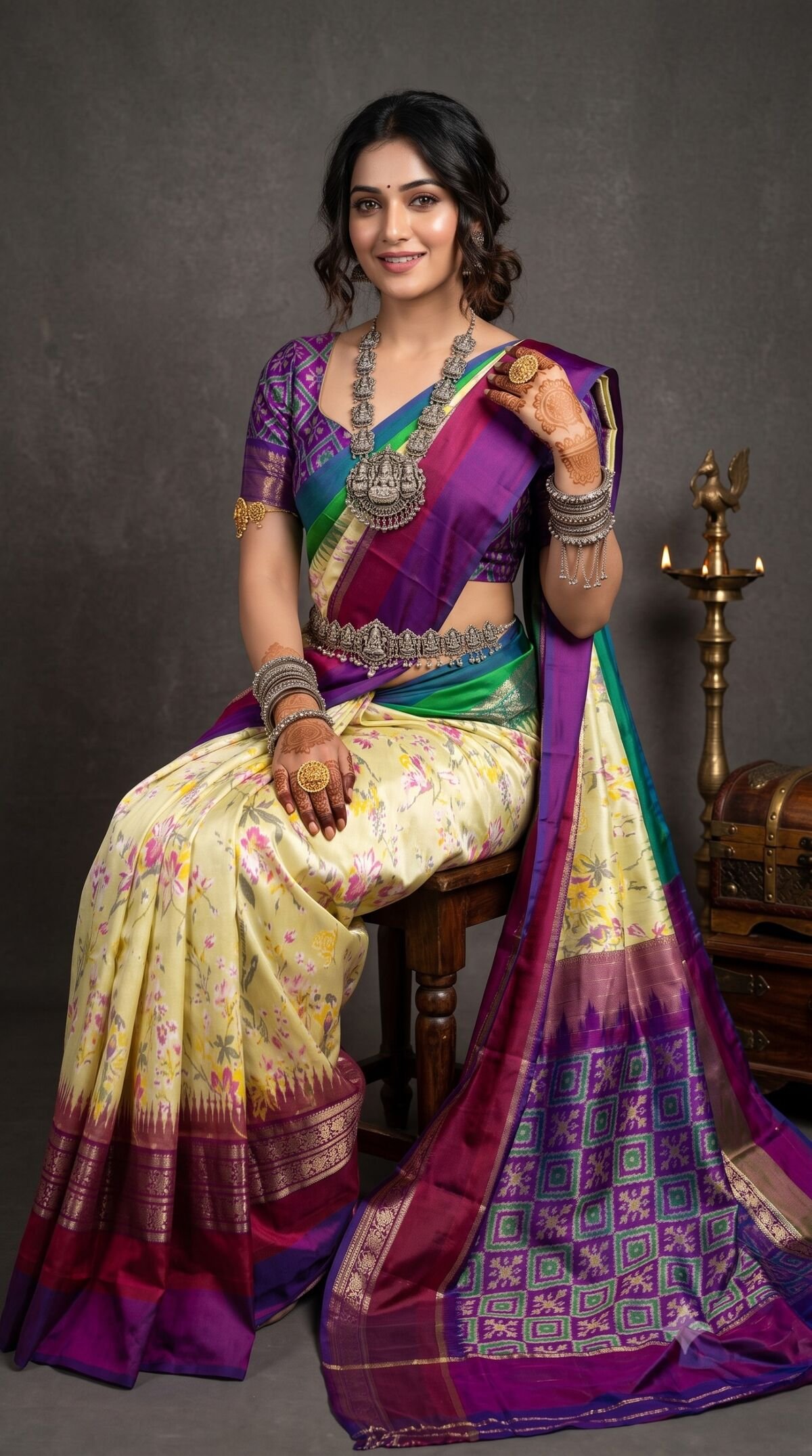 Ikat Print Saree - PANHO07-IPRSIZNDC-13