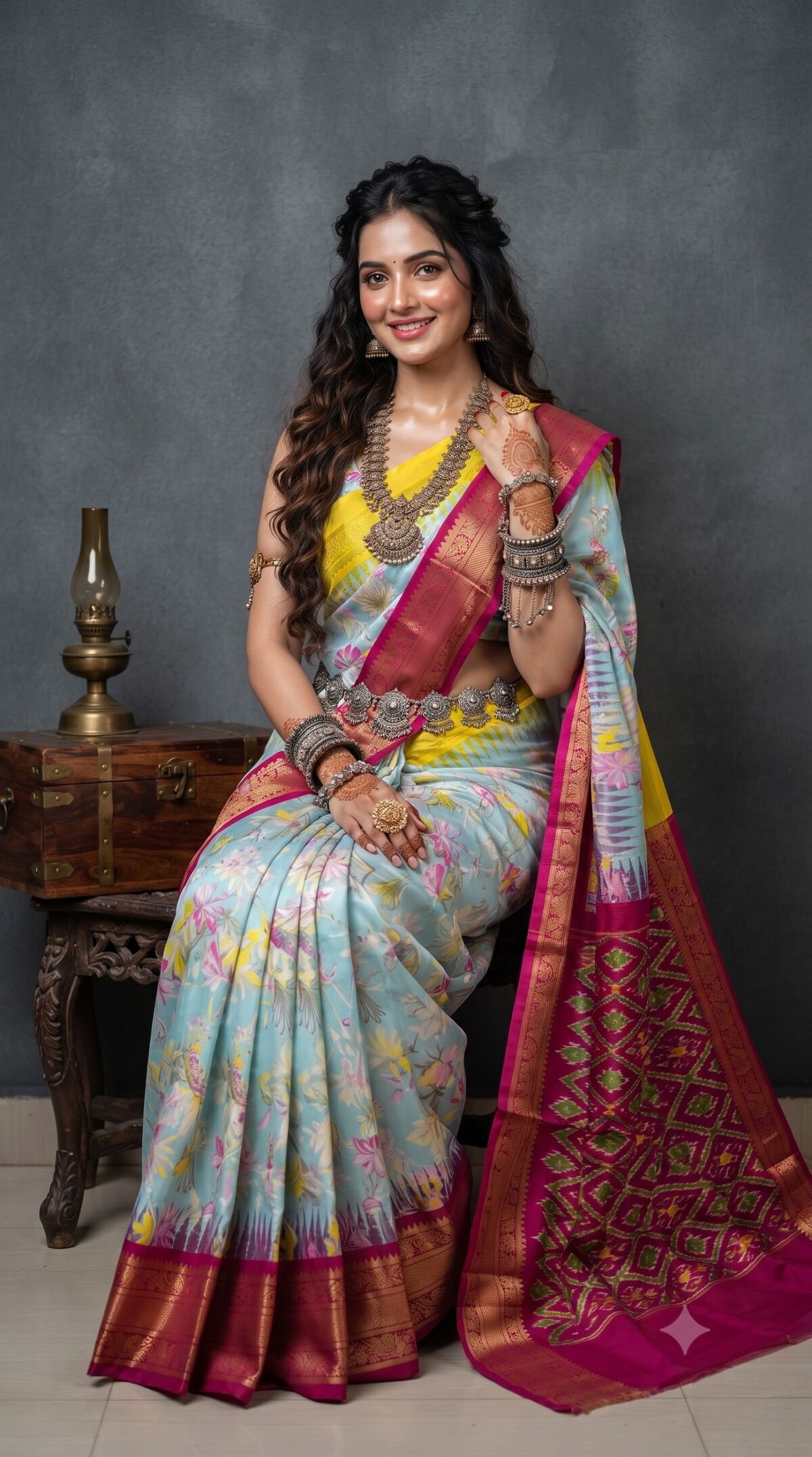 Ikat Print Saree - PANHO07-IPRSIZNDC-14