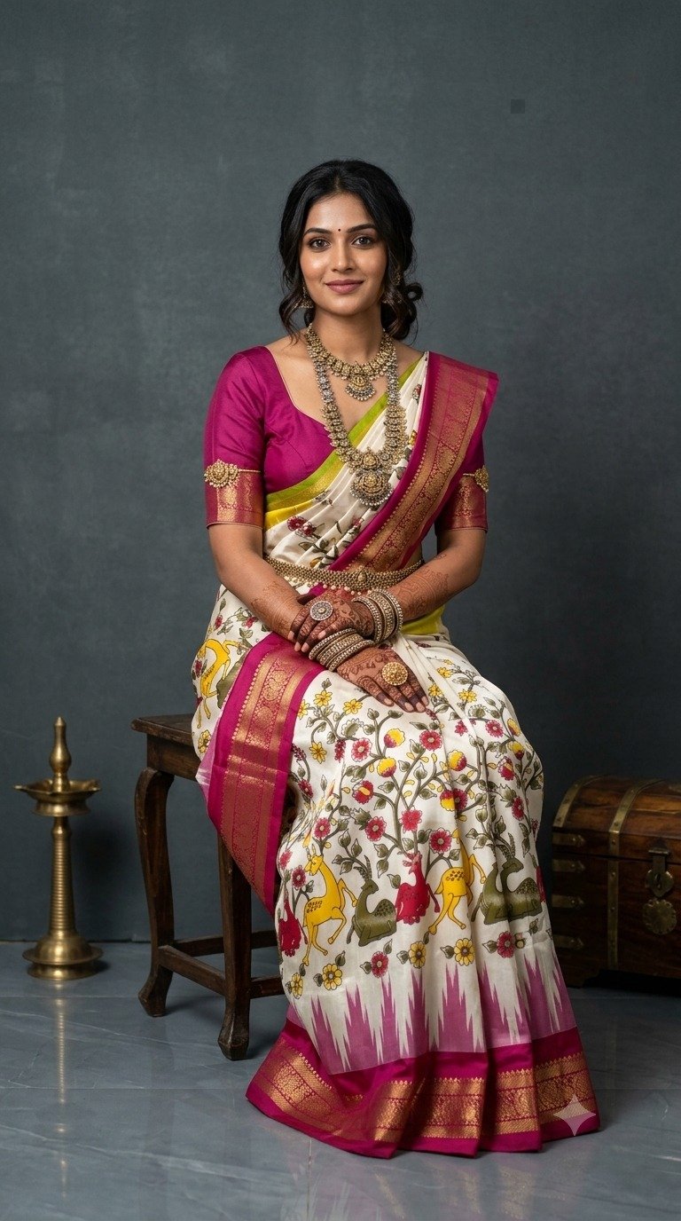 Ikat Print Saree - PANHO07-IPRSIZNDC-23
