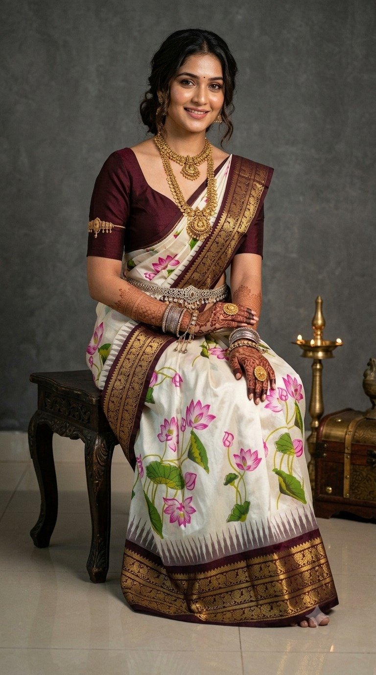 Ikat Print Saree - PANHO07-IPRSIZNDC-24
