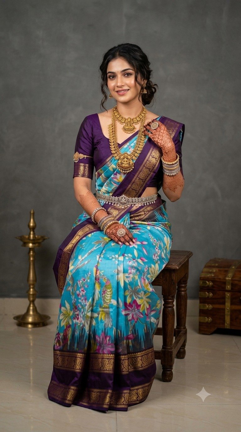 Ikat Print Saree - PANHO07-IPRSIZNDC-25