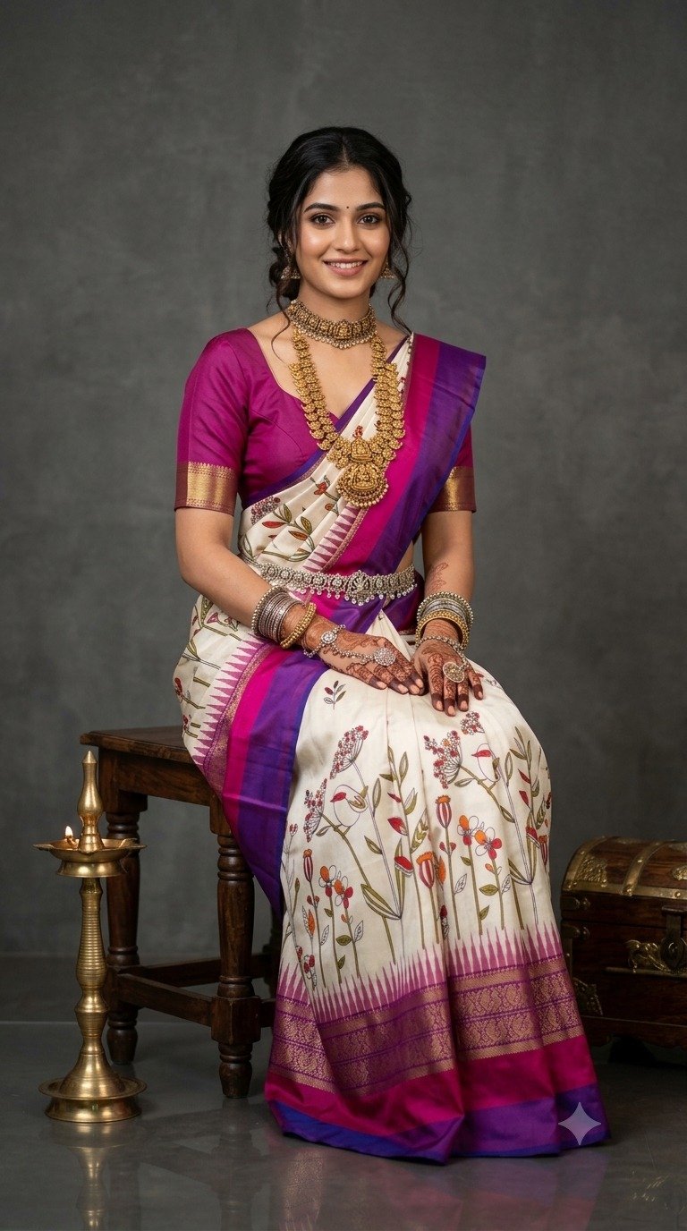 Ikat Print Saree - PANHO07-IPRSIZNDC-27