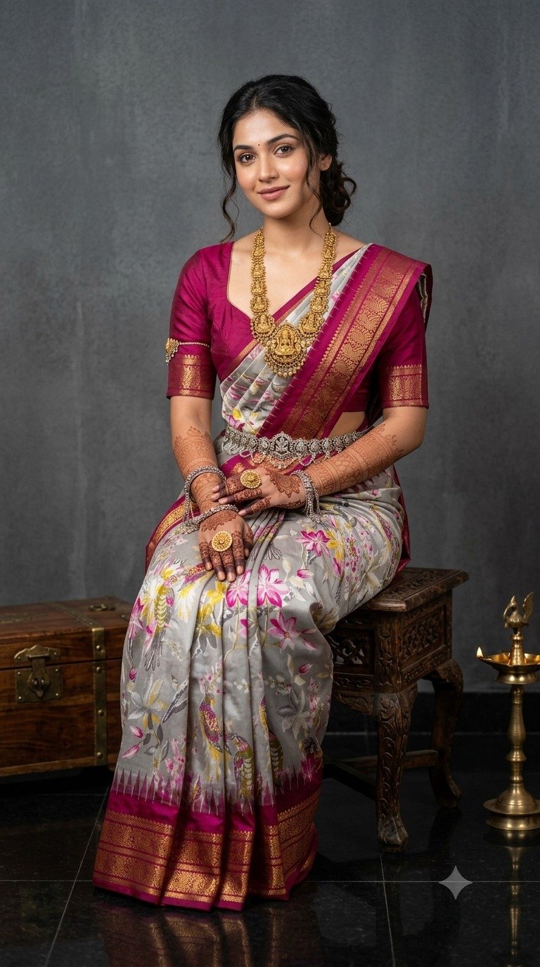 Ikat Print Saree - PANHO07-IPRSIZNDC-28