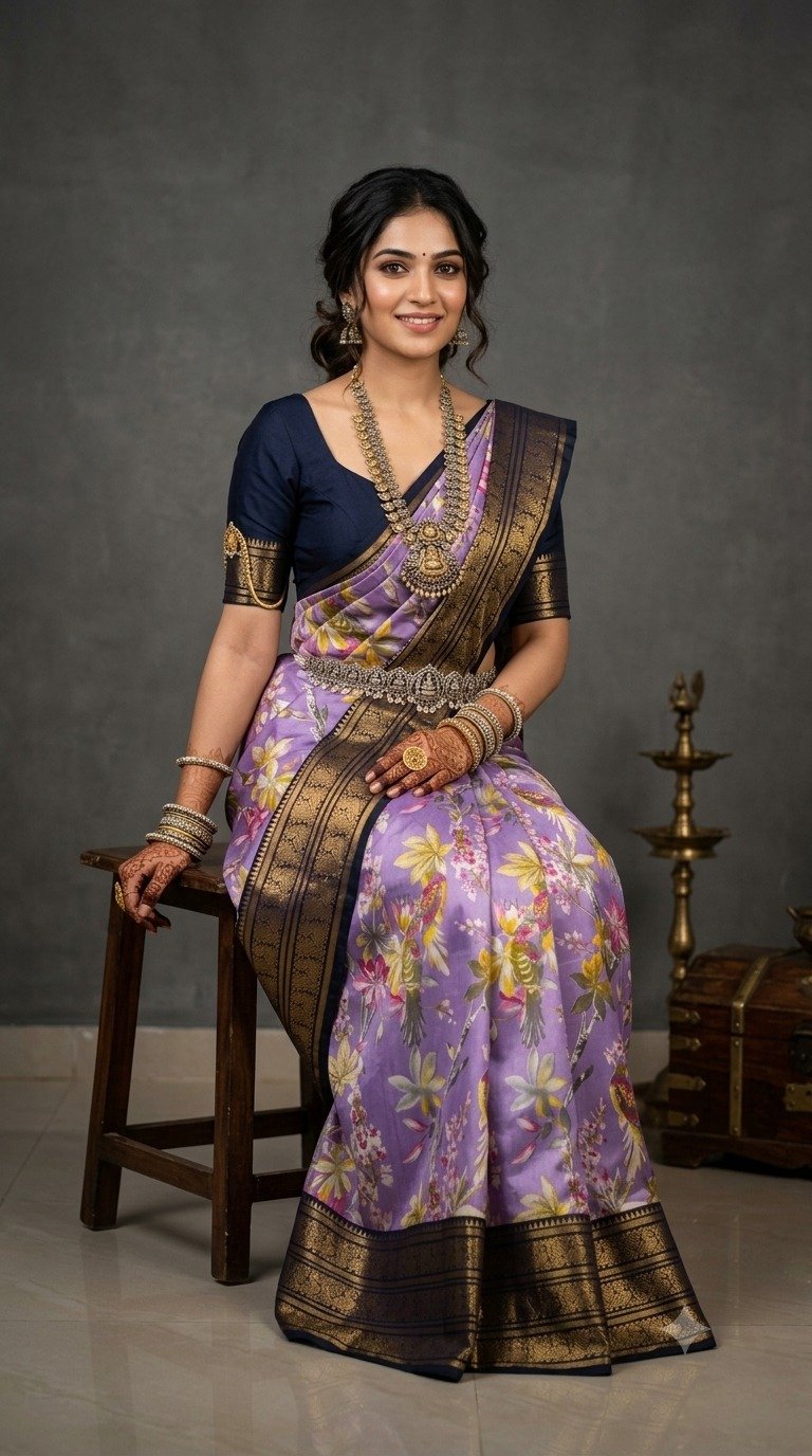Ikat Print Saree - PANHO07-IPRSIZNDC-29