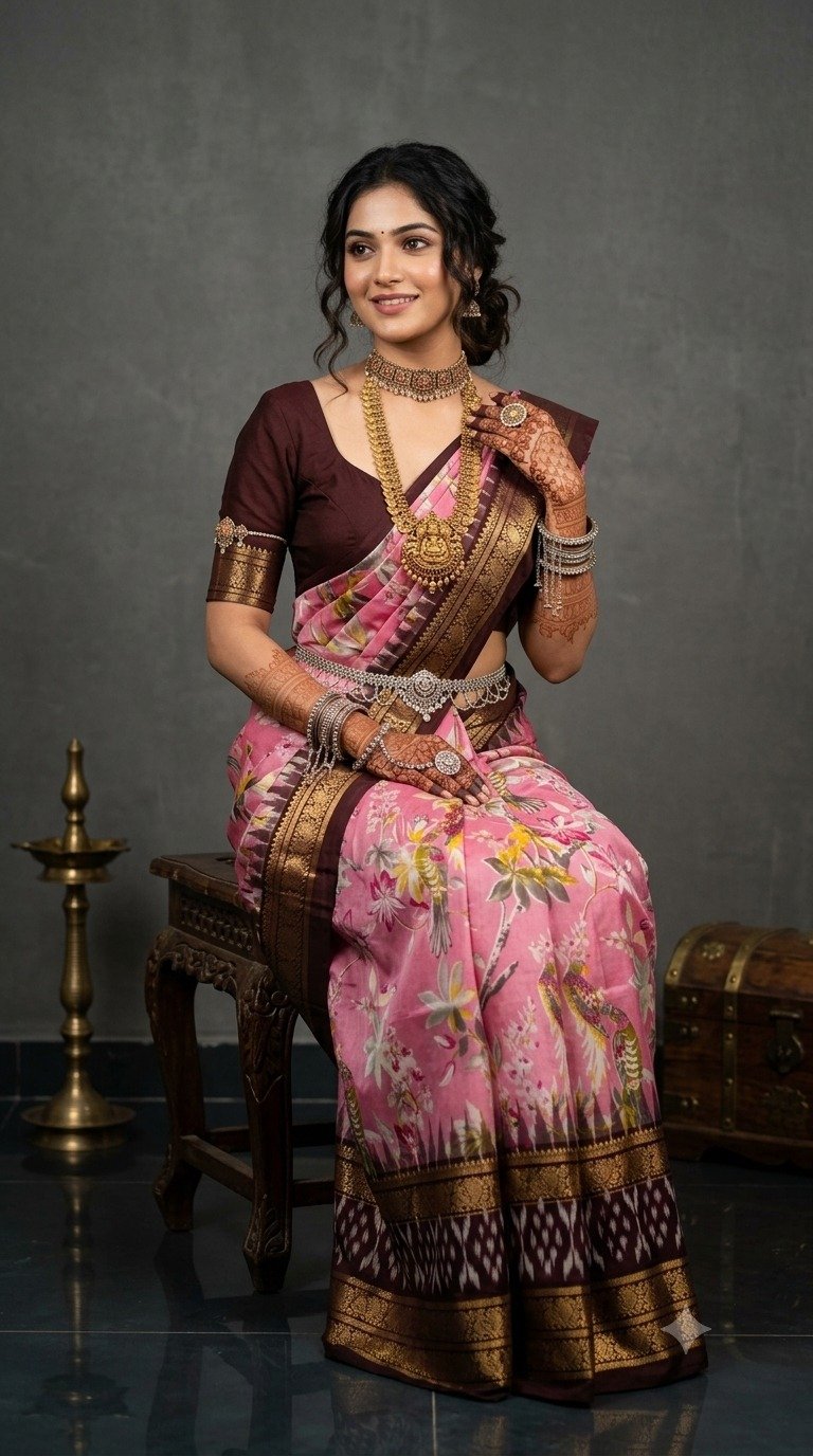 Ikat Print Saree - PANHO07-IPRSIZNDC-31