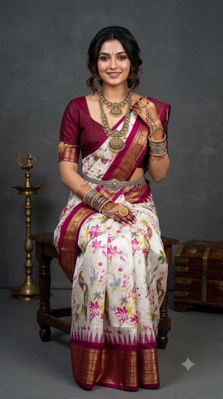 Ikat Print Saree - PANHO07-IPRSIZNDC-33