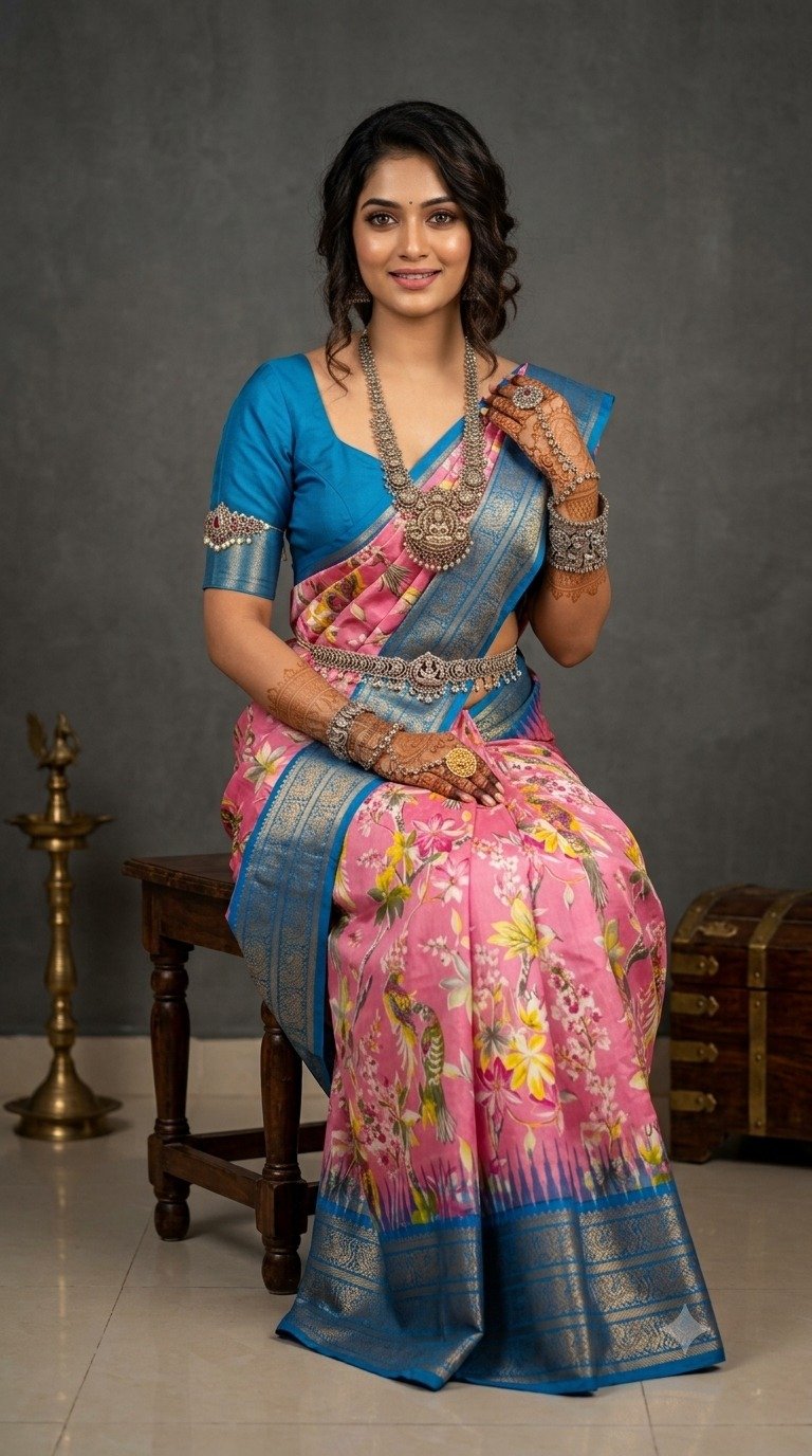 Ikat Print Saree - PANHO07-IPRSIZNDC-34