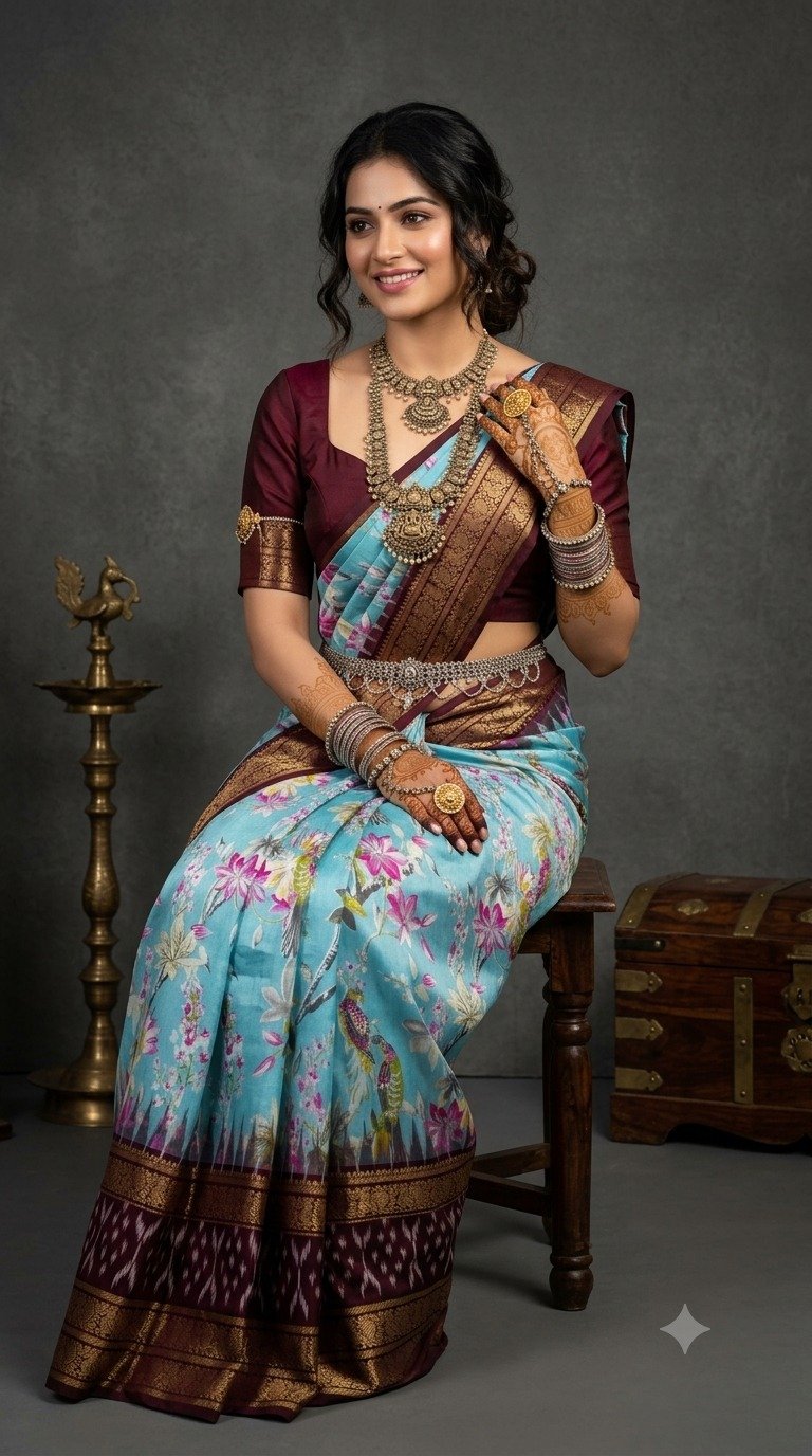 Ikat Print Saree - PANHO07-IPRSIZNDC-38