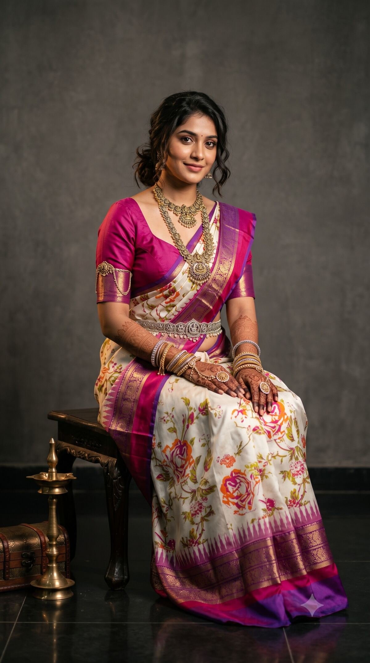 Ikat Print Saree - PANHO10-IPRSIZBCD-04