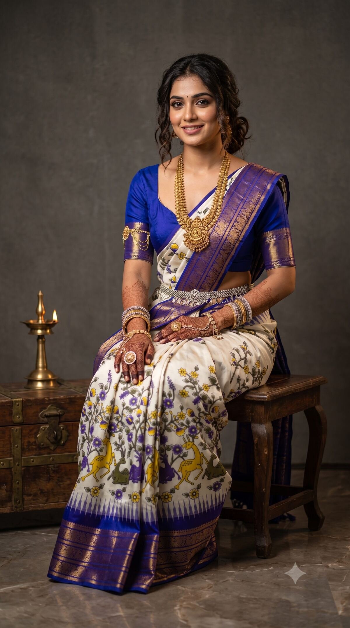 Ikat Print Saree - PANHO10-IPRSIZBCD-06